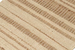 Rug & Kilim's Modern Flatweave Rug in Beige and Gold with Striped Design