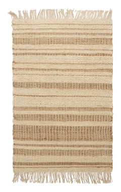Rug & Kilim's Modern Flatweave Rug in Beige and Gold with Striped Design