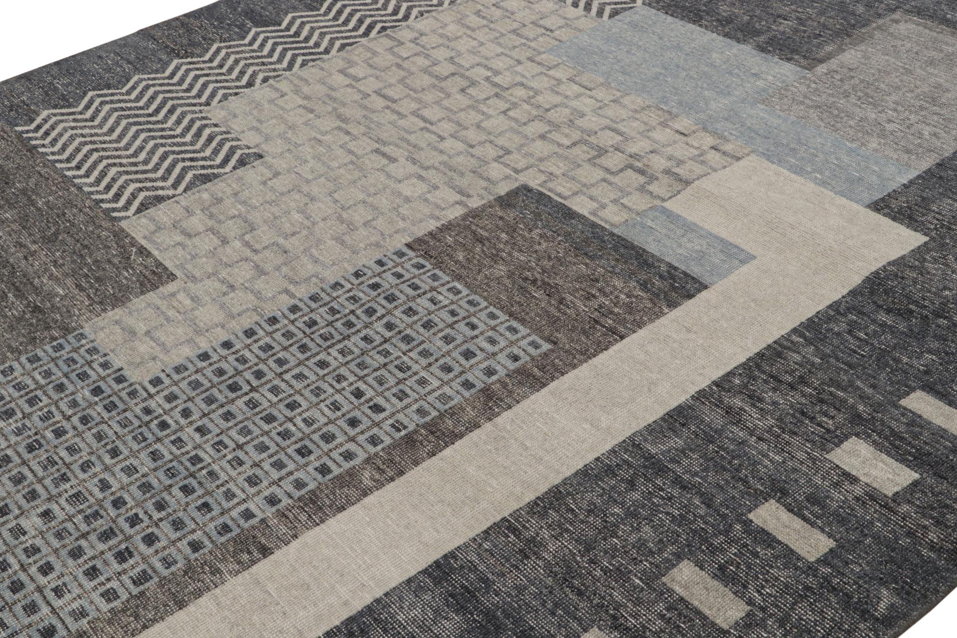 Hand-Knotted Rug & Kilim’s Modern French Art Deco Rug, with Geometric Patterns For Sale