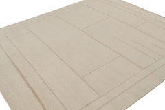 Rug & Kilim’s Modern French Art Deco Style Rug in Beige-Brown Geometric Pattern