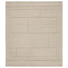 Rug & Kilim’s Modern French Art Deco Style Rug in Beige-Brown Geometric Pattern