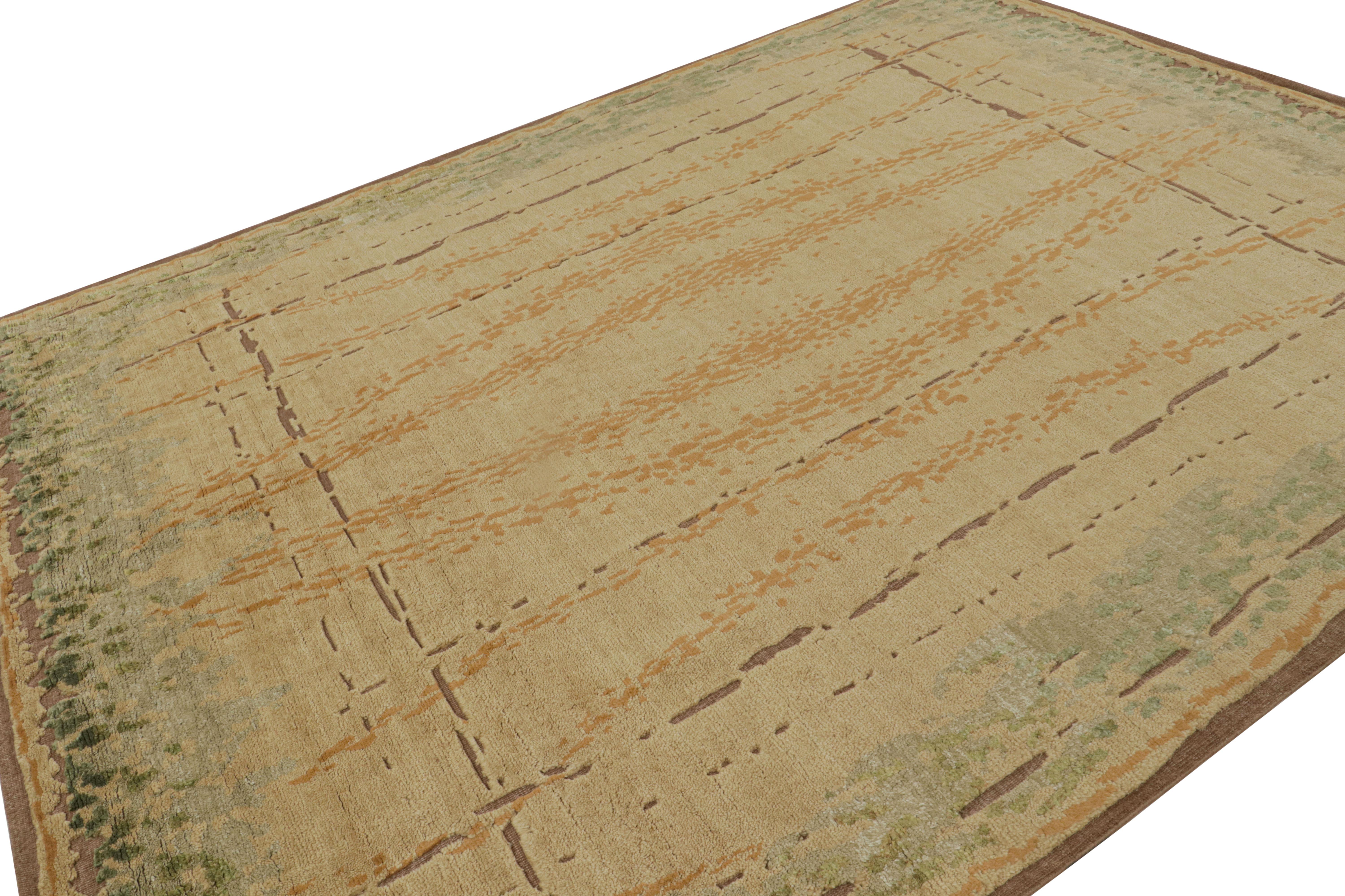 Noué à la main en laine, ce tapis moderne 9x11 de Rug & Kilim est un nouvel ajout à leur ligne de tapis Art déco français.

Sur le Design : 

Les admirateurs de l'art peuvent noter dans cette pièce des éléments de la sensibilité Art déco minimaliste