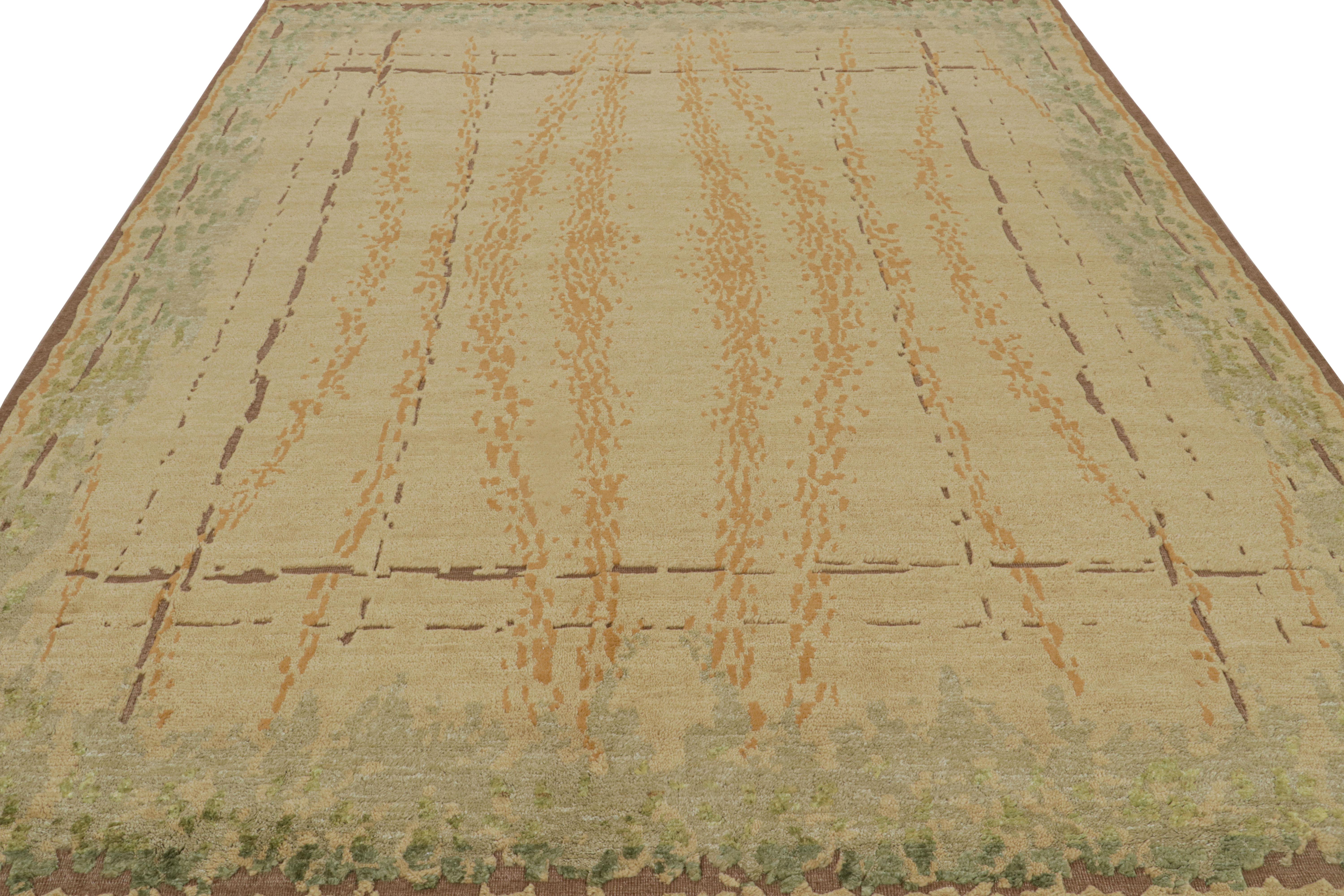 Art déco Rug & Kilim's Modern French Art Deco Style Rug in Brown with Geometric Pattern (en anglais seulement) en vente