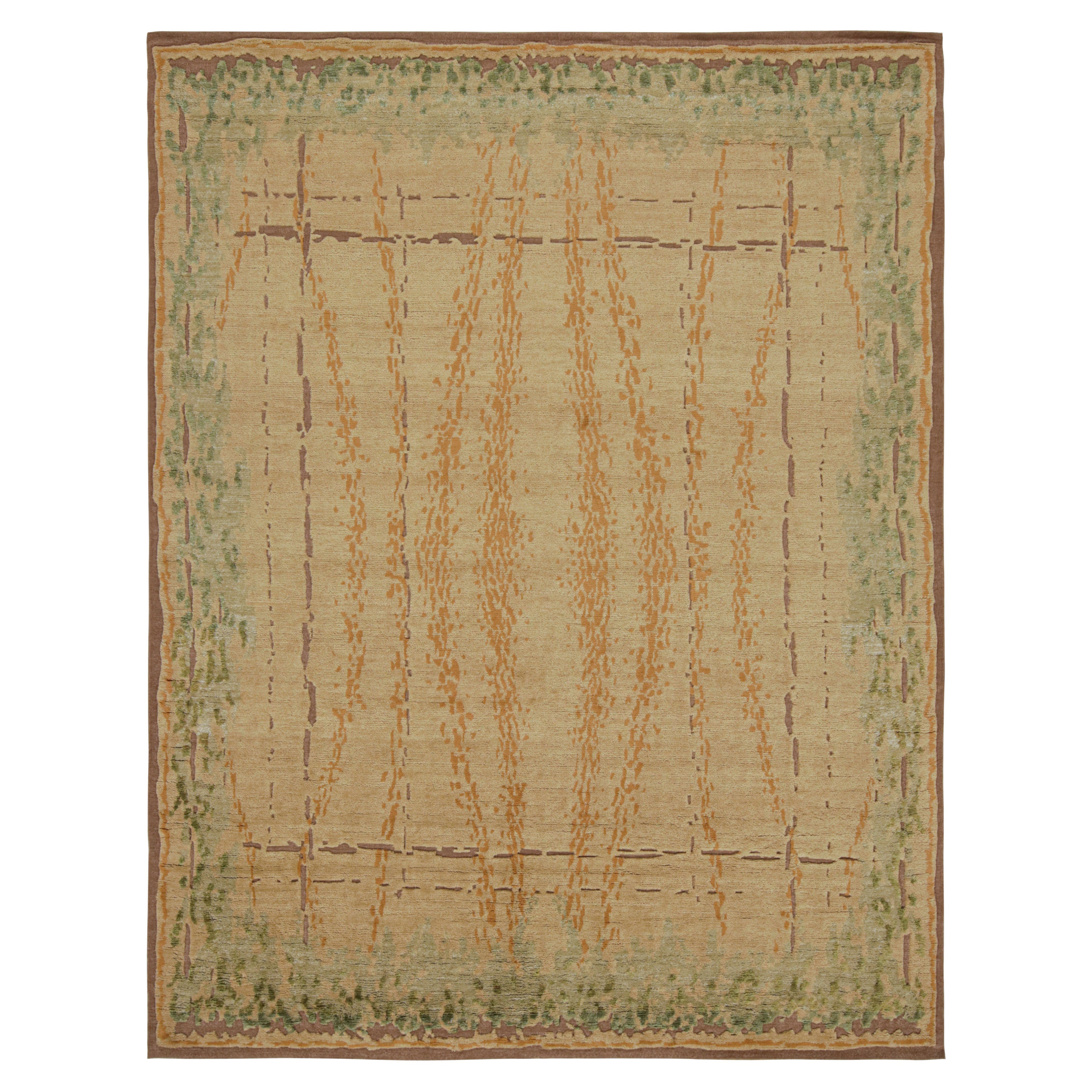 Rug & Kilim's Modern French Art Deco Style Teppich in Brown mit geometrischem Muster