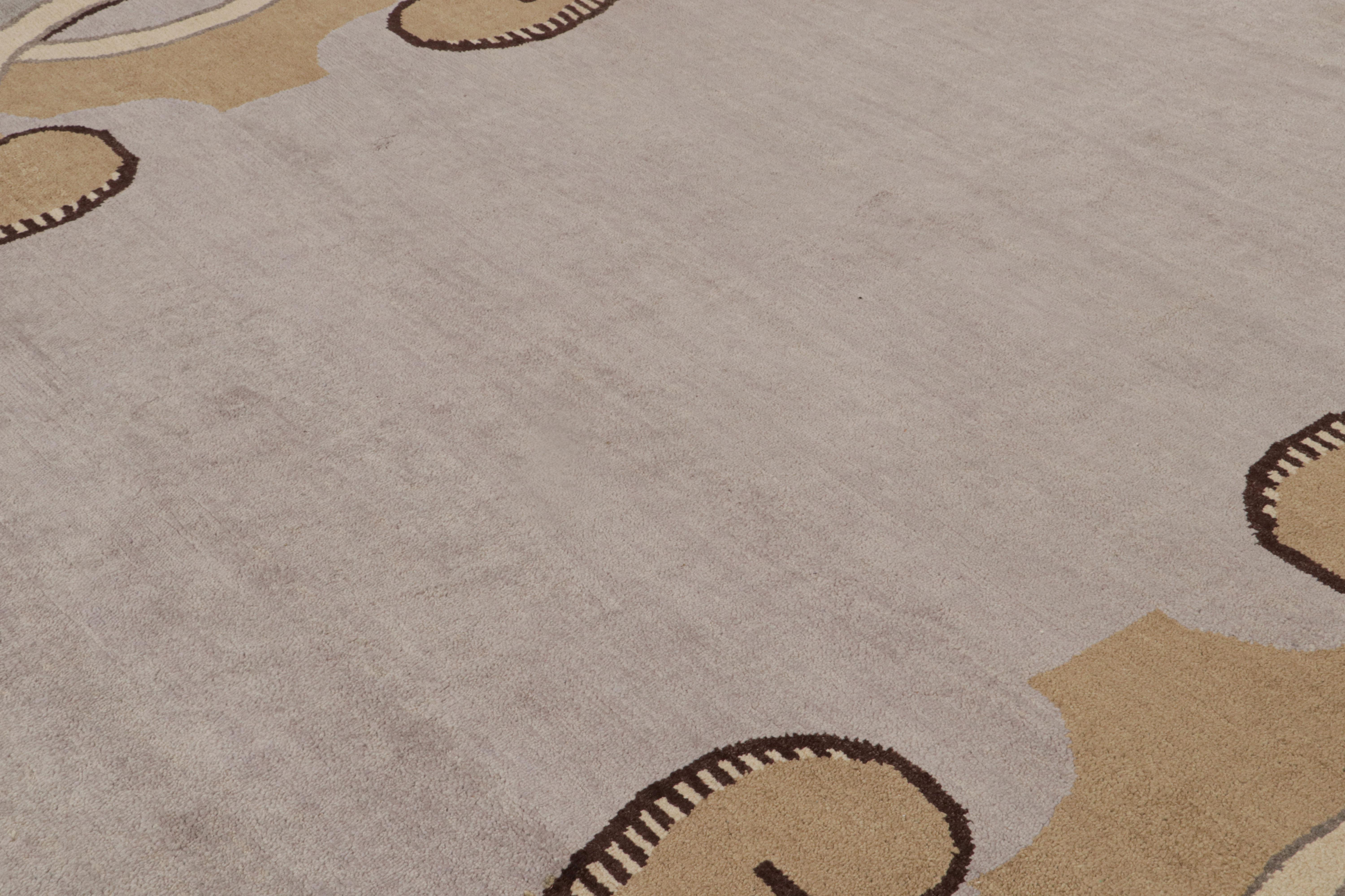 Indien Rug & Kilim's Modern French Art Deco Style Rug in Gray with Geometric Pattern (tapis français moderne de style art déco à motif géométrique) en vente