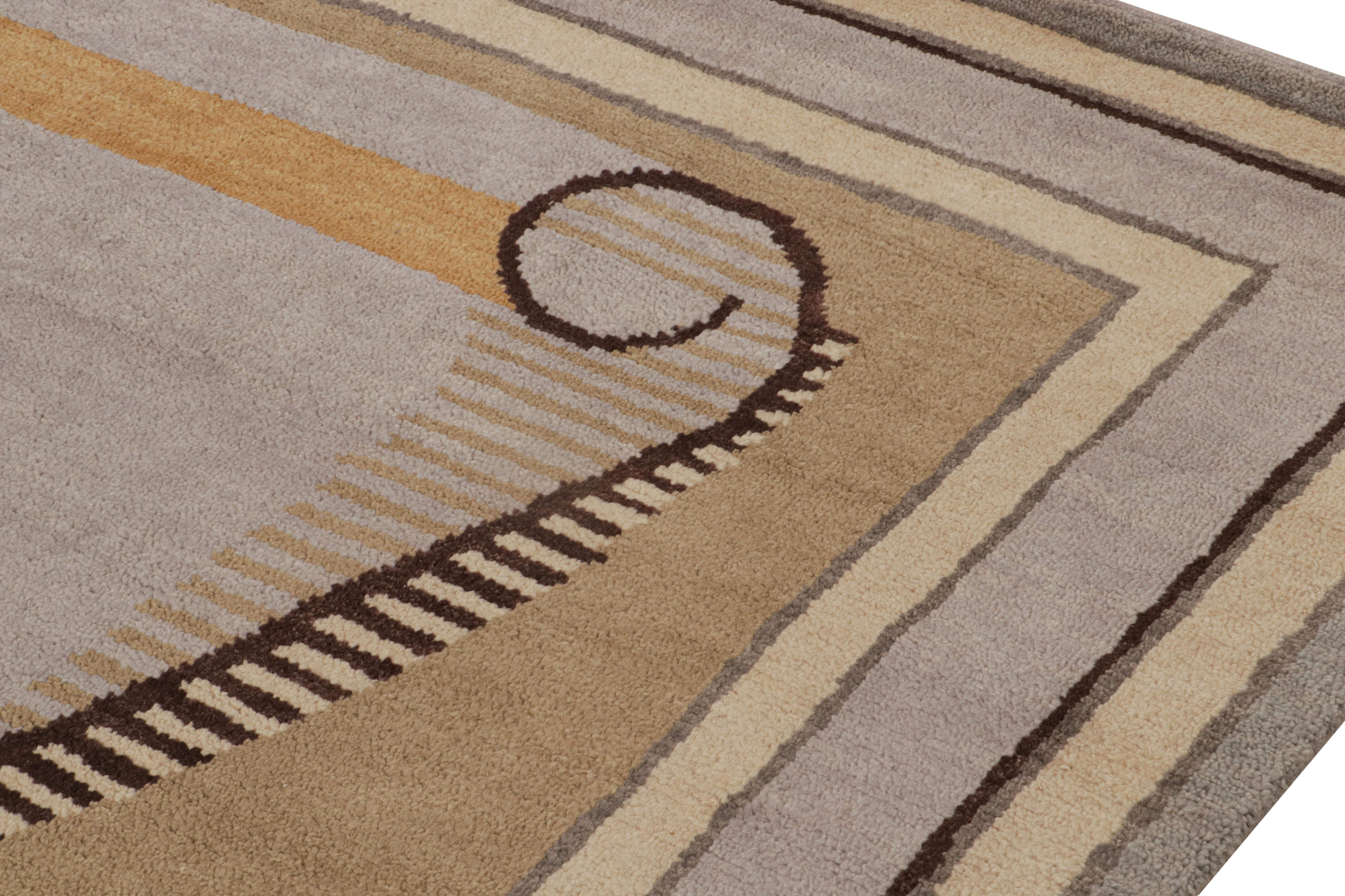 Noué à la main Rug & Kilim's Modern French Art Deco Style Rug in Gray with Geometric Pattern (tapis français moderne de style art déco à motif géométrique) en vente