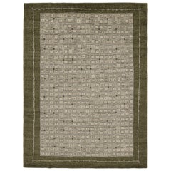 Rug & Kilim's Modern French Art Deco Style Teppich in Grün mit geometrischem Muster