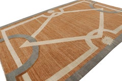Rug & Kilim’s Modern French Art Deco Style Rug in Orange with Geometric Pattern