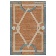 Rug & Kilim’s Modern French Art Deco Style Rug in Orange with Geometric Pattern