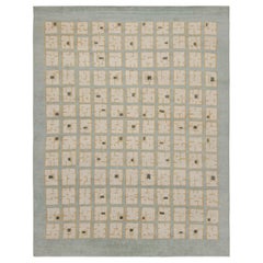 Rug & Kilim's Moderner französischer Teppich im Art Déco-Stil in Himmelblau mit geometrischem Muster