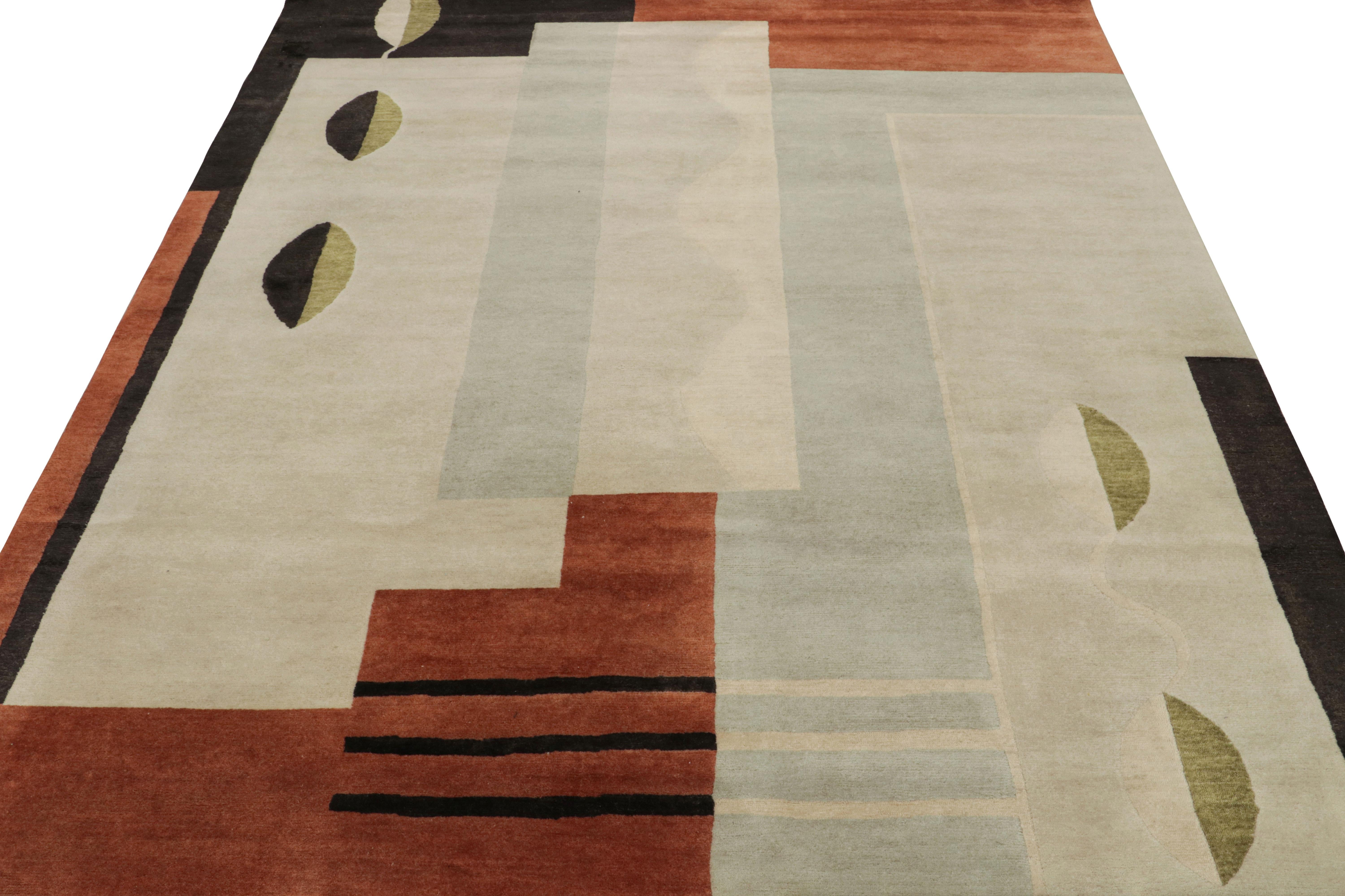Indian Rug & Kilim’s Modern French Art Deco Style Rug with Geometric Pattern For Sale