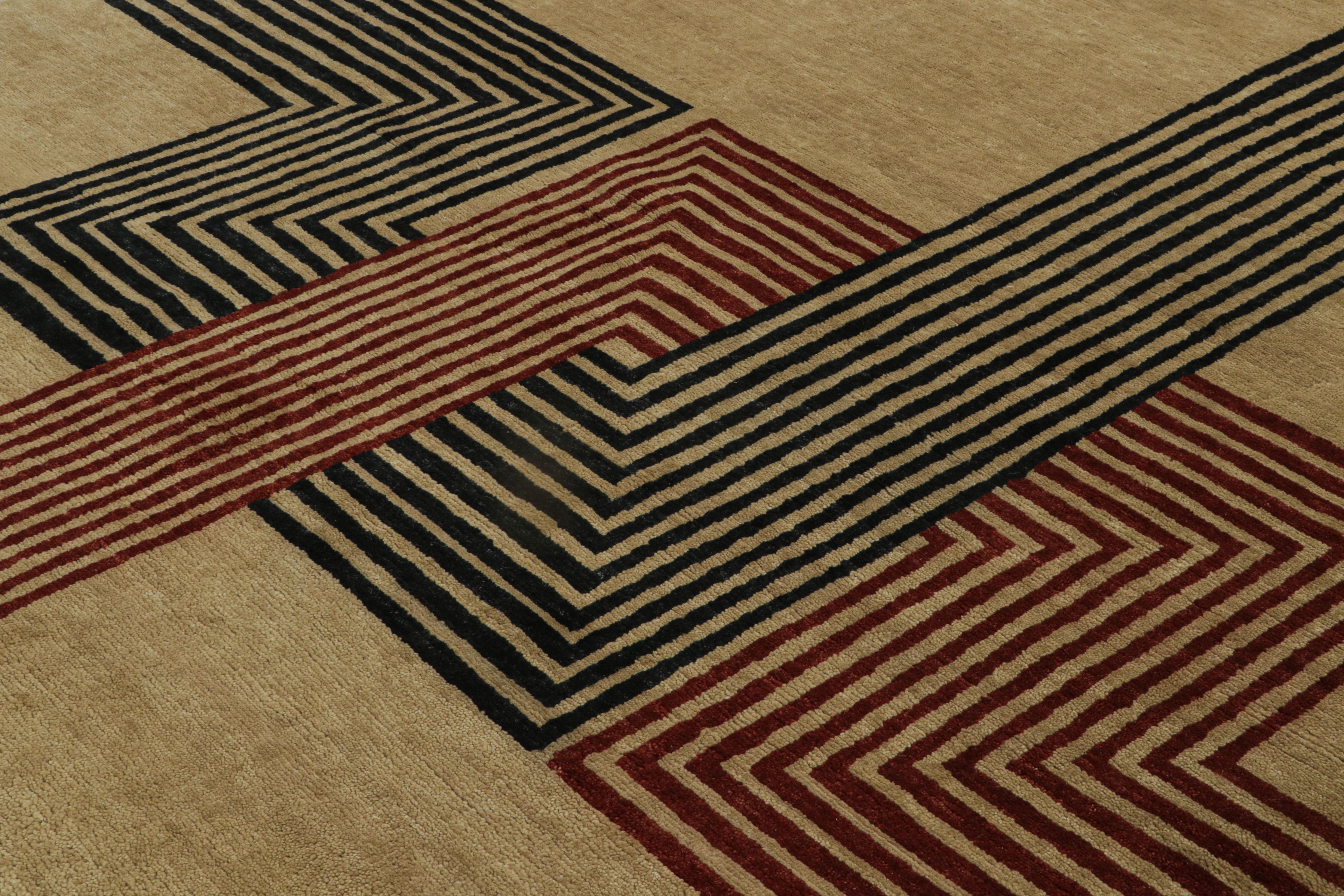 Hand-Knotted Rug & Kilim’s Modern French Art Deco Style Rug with Rectilinear Geometric For Sale