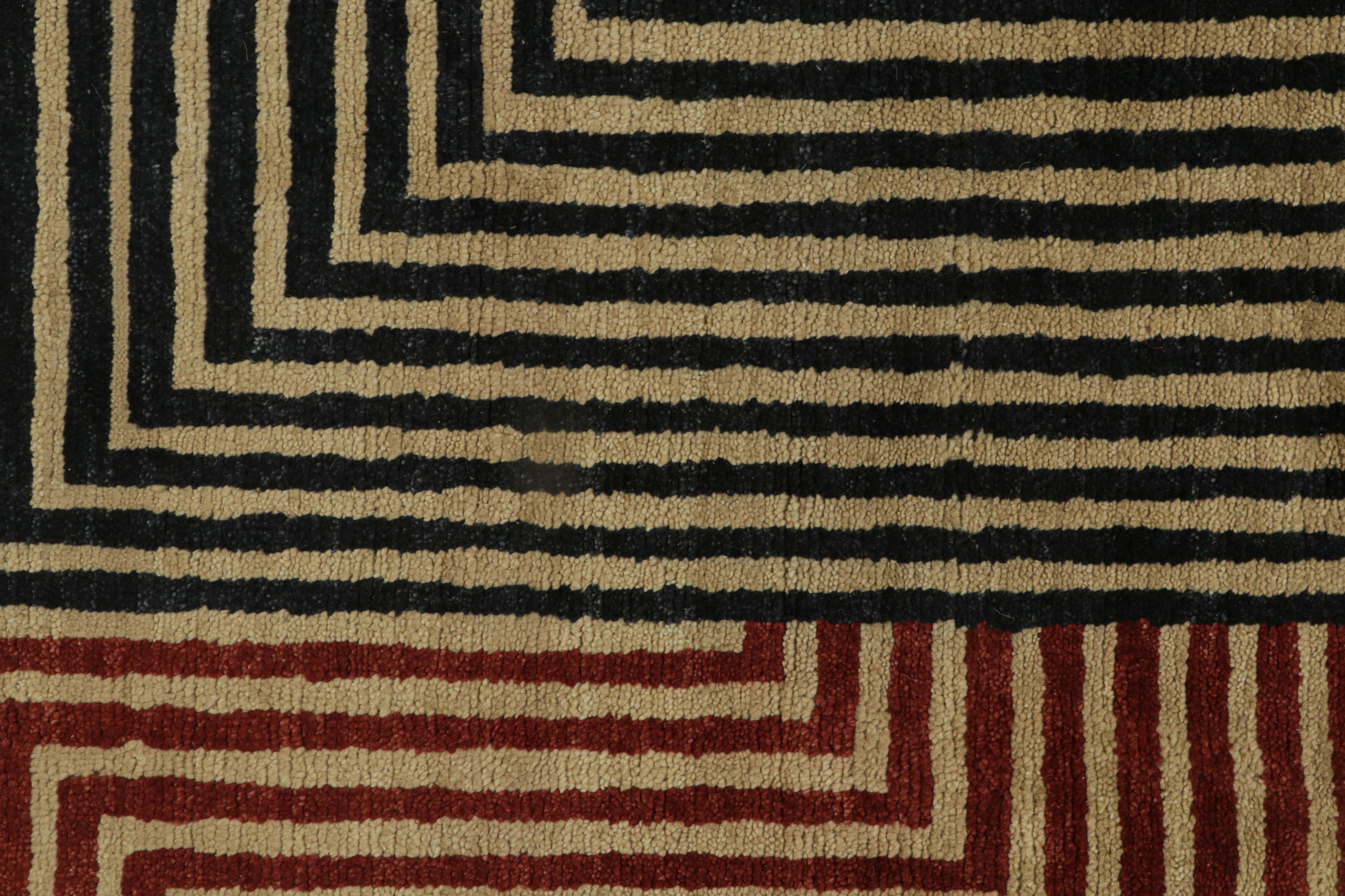 Contemporary Rug & Kilim’s Modern French Art Deco Style Rug with Rectilinear Geometric For Sale