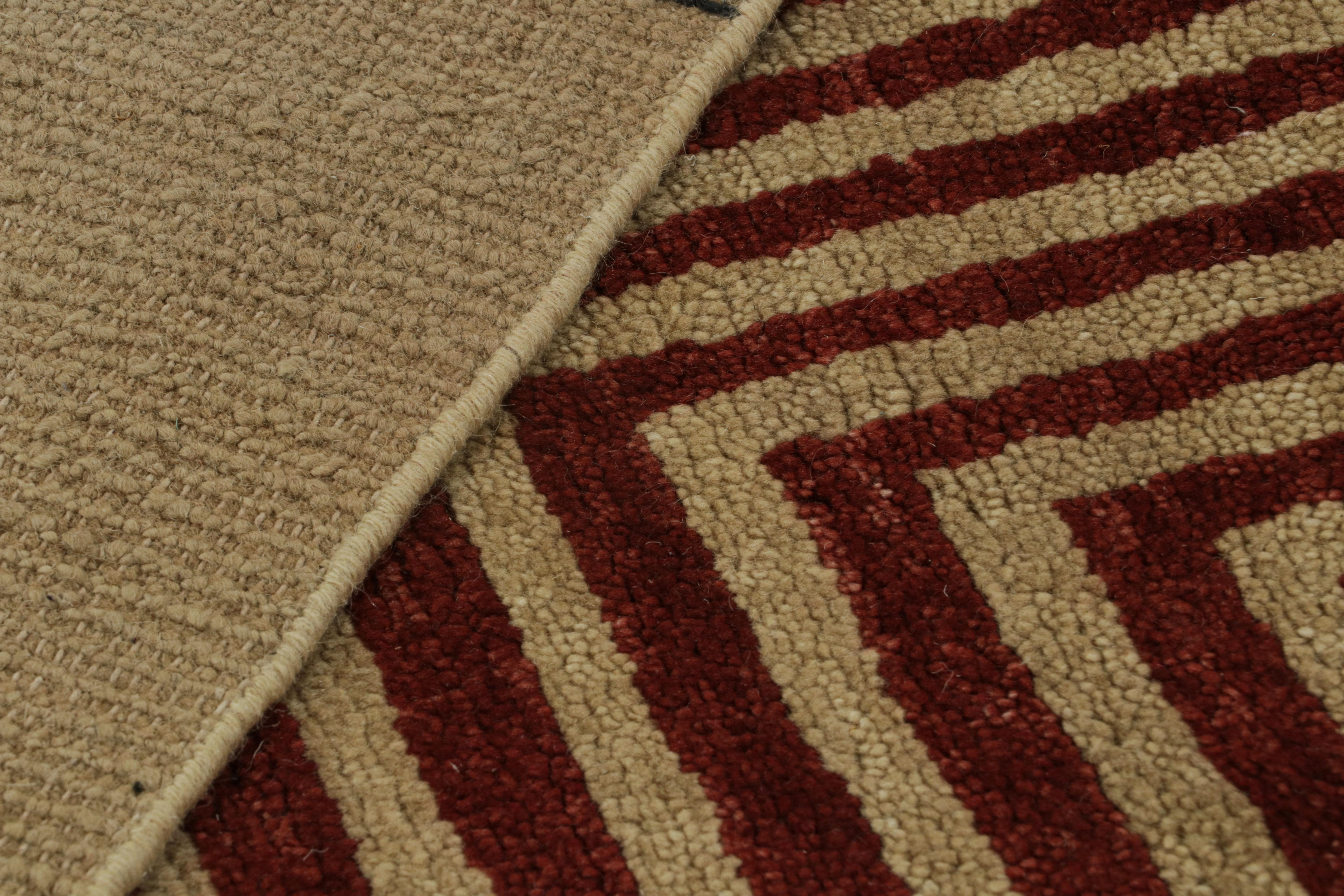 Wool Rug & Kilim’s Modern French Art Deco Style Rug with Rectilinear Geometric For Sale