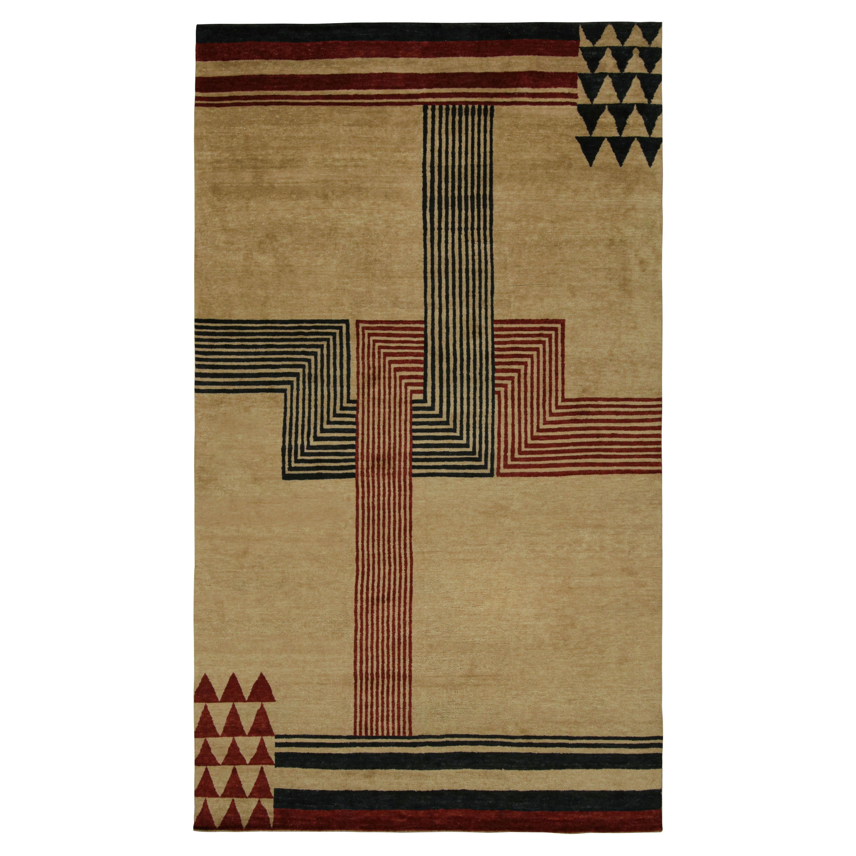 Rug & Kilim's Moderner französischer Teppich im Art-Déco-Stil mit geradlinigen geometrischen Mustern im Angebot
