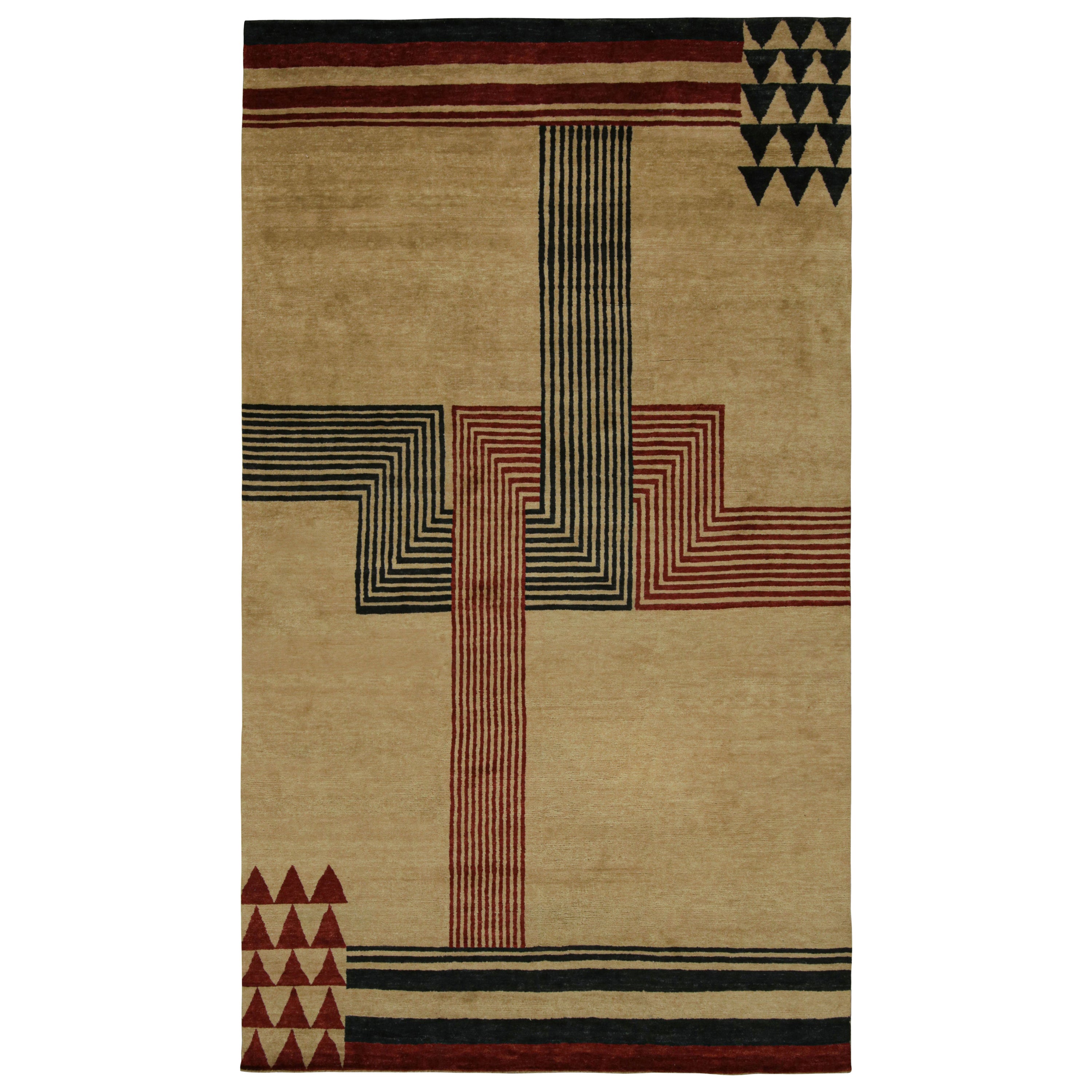 Rug
Kilim
s Moderner französischer Teppich im Art-Déco-Stil mit geradlinigem, geometrischem Muster