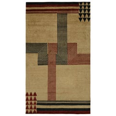 Rug 
Kilim
s Moderner französischer Teppich im Art-Déco-Stil mit geradlinigem, geometrischem Muster