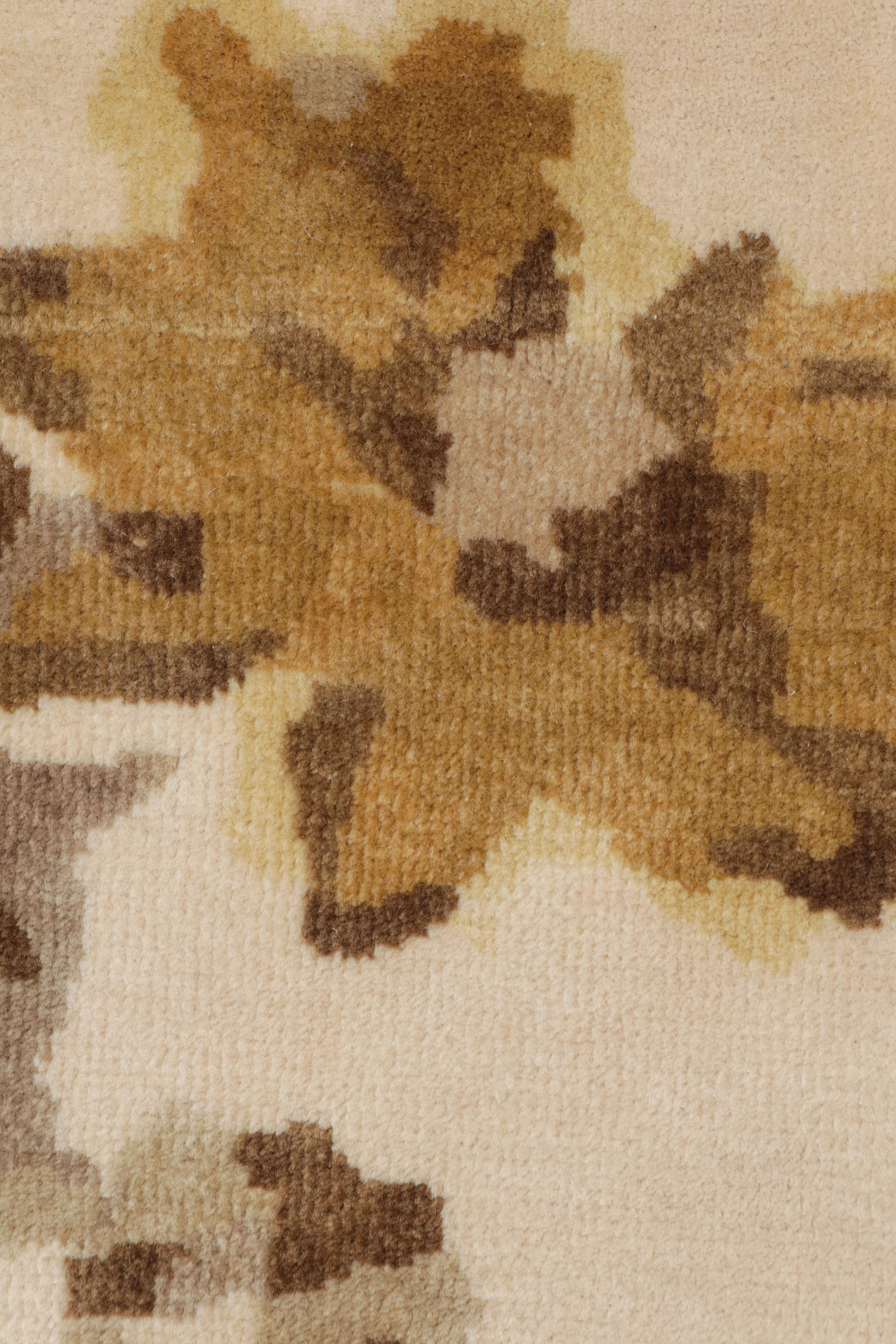 Indiano Rug & Kilim - Tappeto sparso in stile Art Deco moderno francese con fiori impressionisti in vendita
