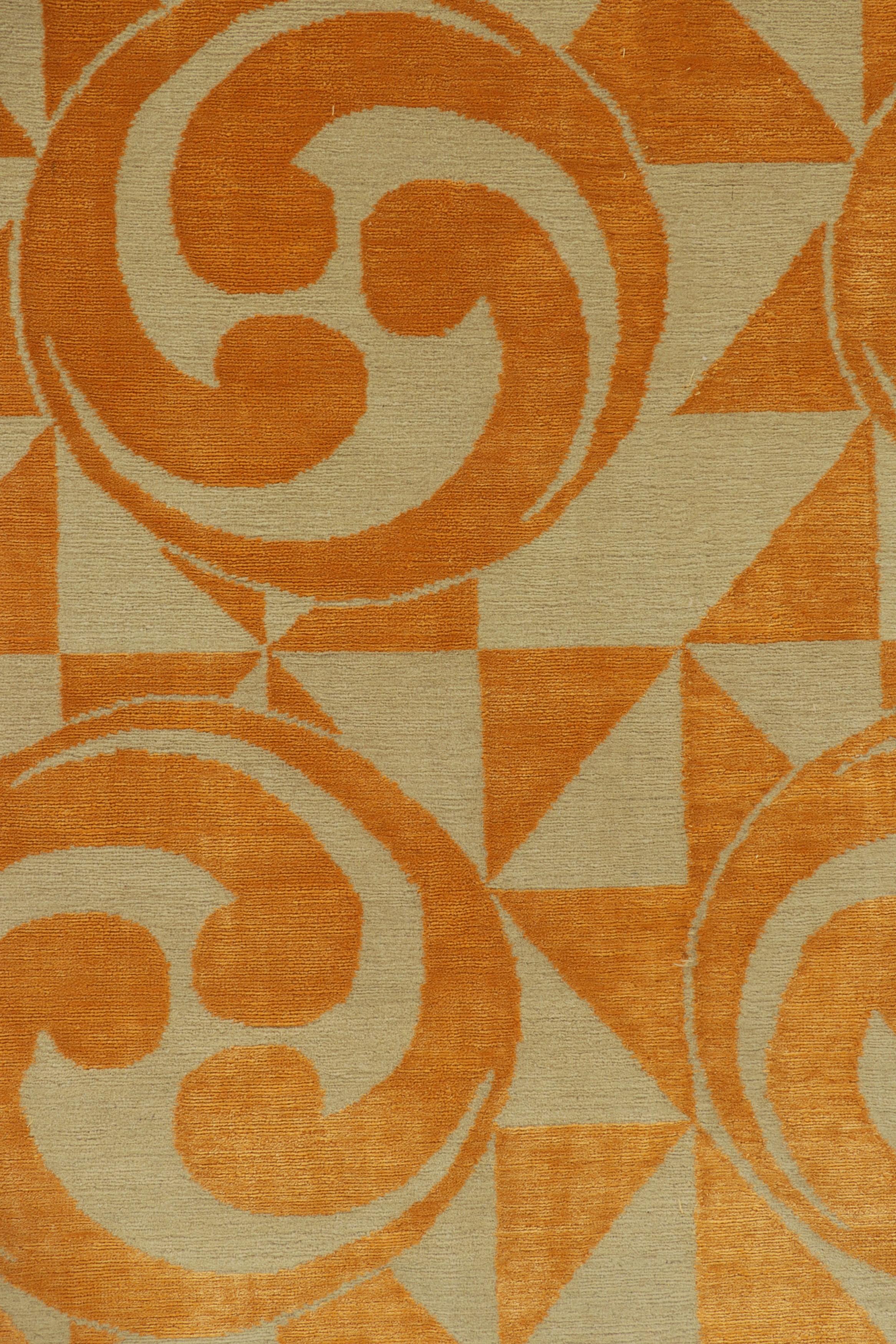 Contemporary Rug & Kilim’s Modern Geometric Rug in Beige and Gold Tones “Kaleidoscope” For Sale