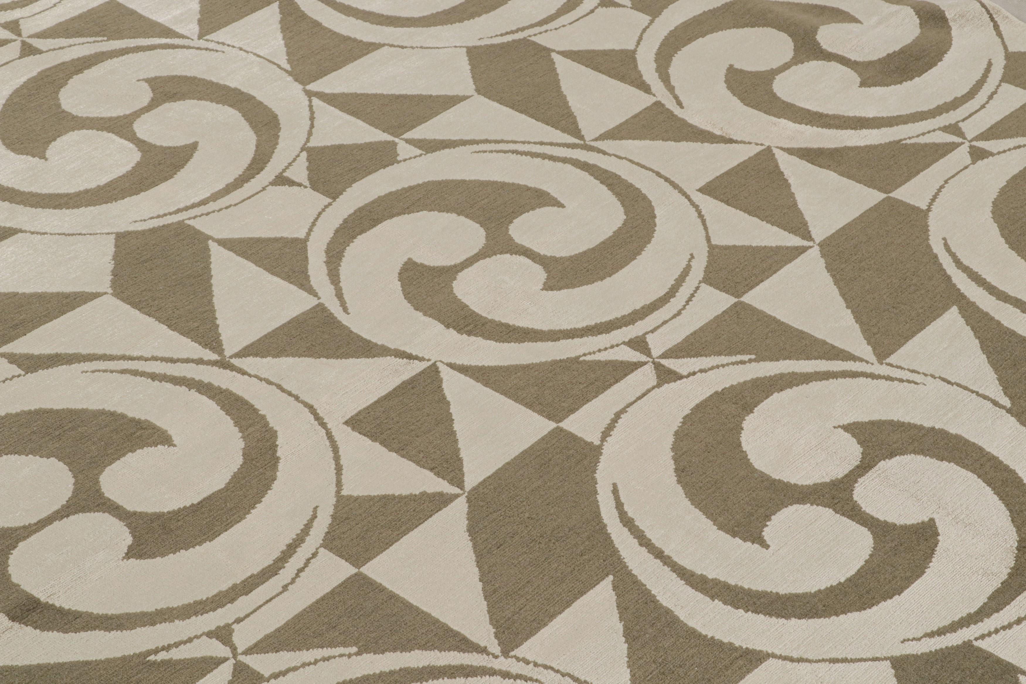 Noué à la main Rug & Kilim's Modern Geometric Rug in Beige-Brown and Cream Tones Kaleidoscope (tapis géométrique moderne dans les tons beige-marron et crème) en vente