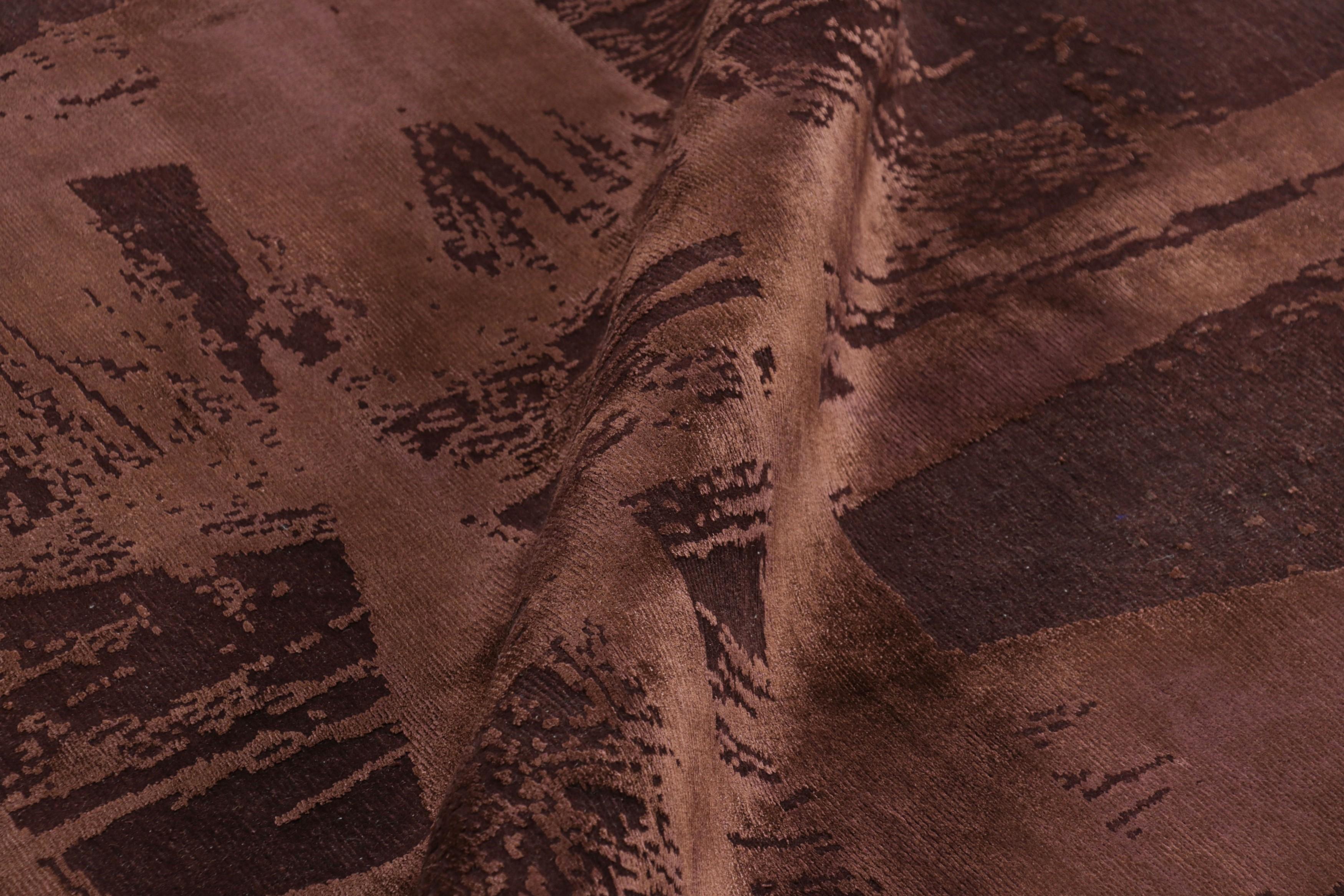 Wool Rug & Kilim’s Modern Geometric Rug in Burgundy Tones “Diamonds Vintage” For Sale