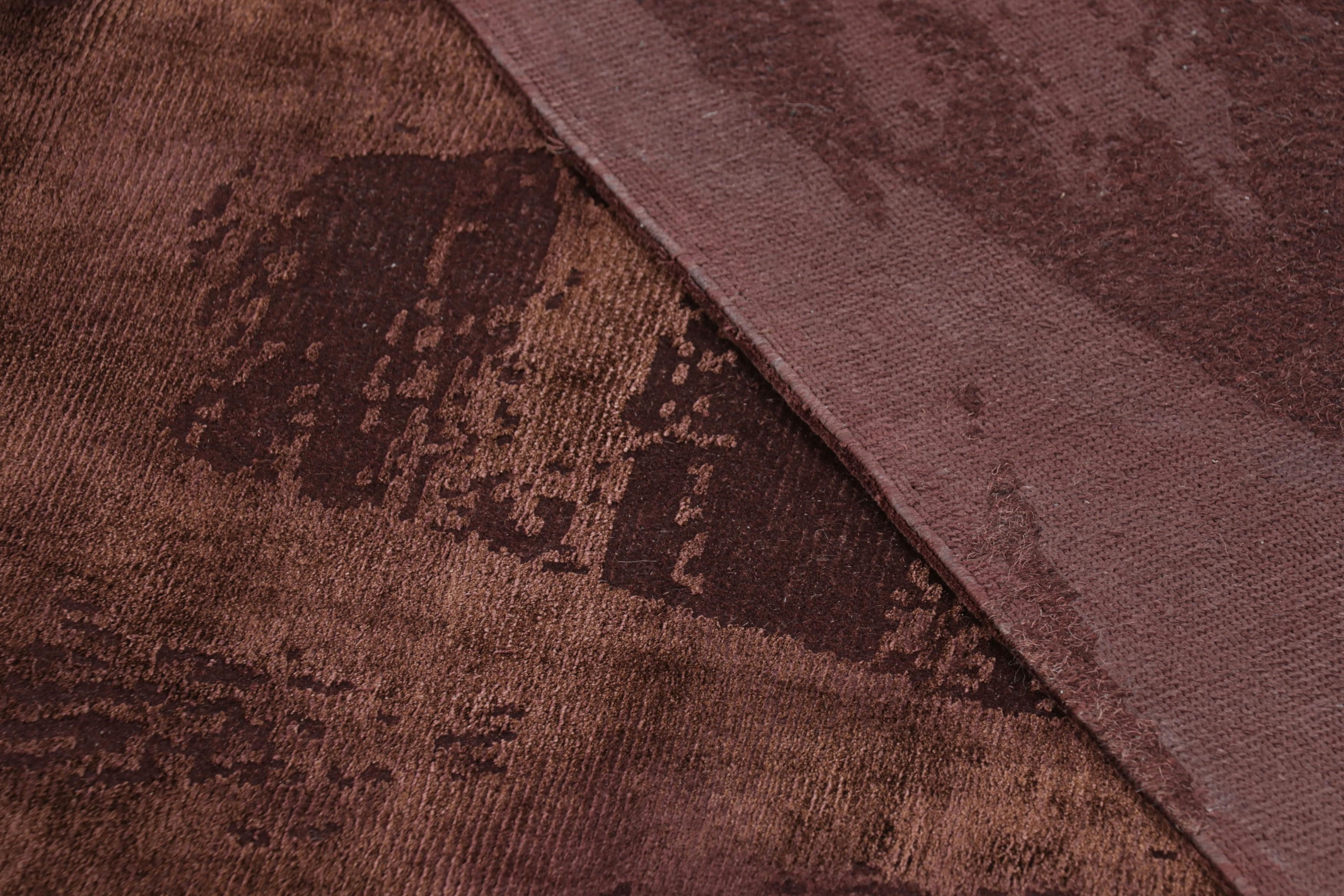 Rug & Kilim’s Modern Geometric Rug in Burgundy Tones “Diamonds Vintage” For Sale 1
