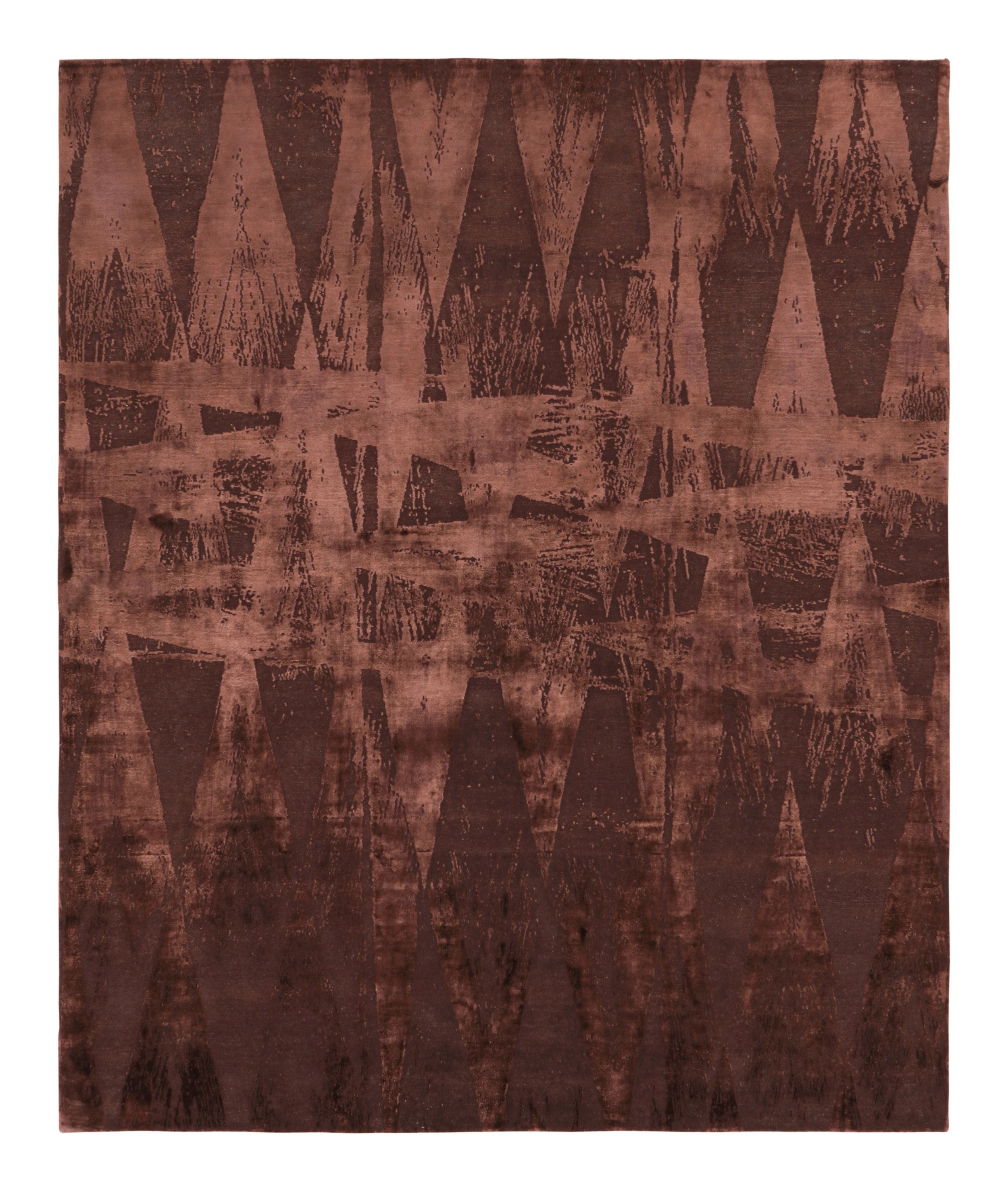 Rug & Kilim’s Modern Geometric Rug in Burgundy Tones “Diamonds Vintage” For Sale