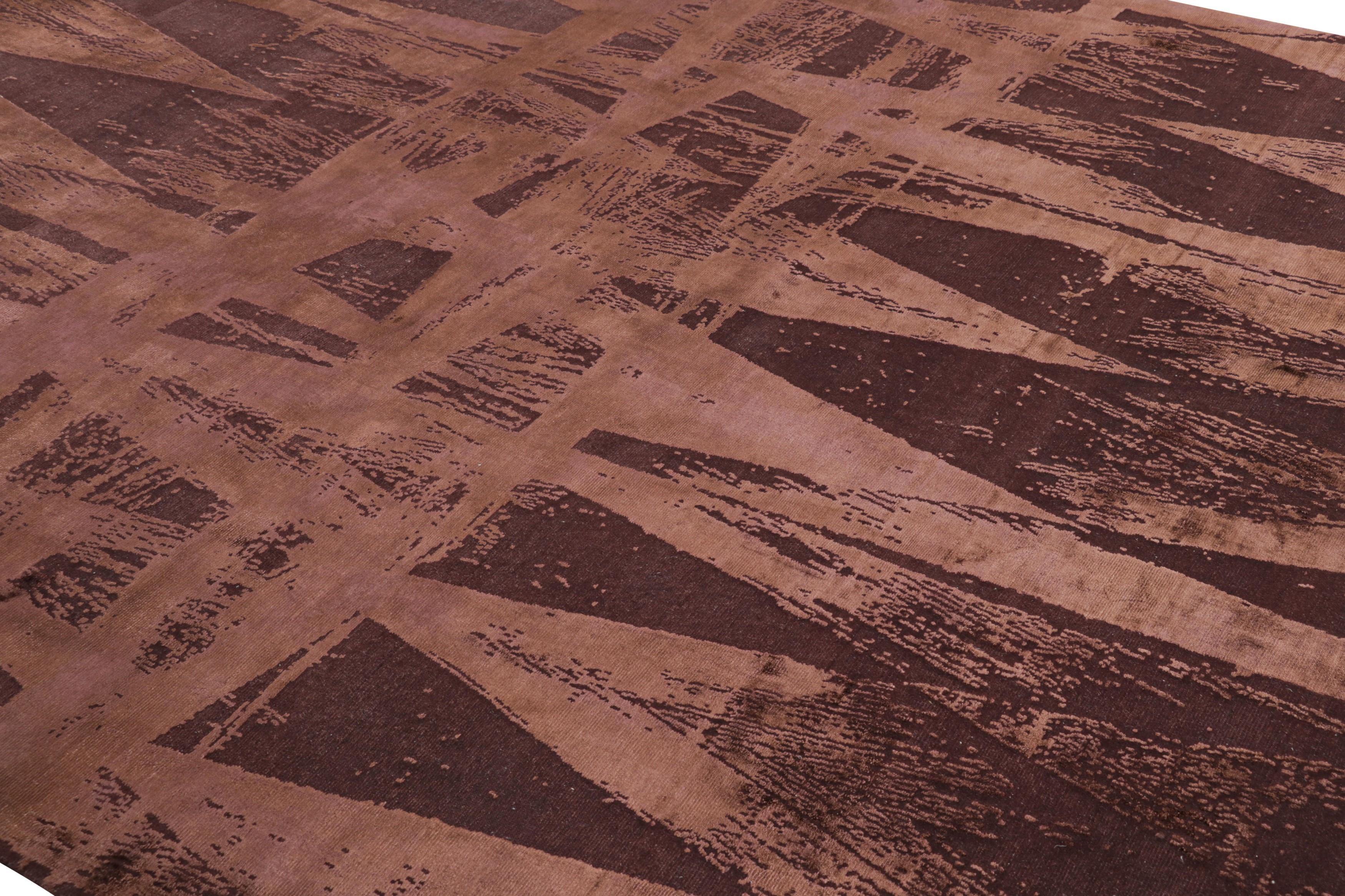 This 8x10 rug is a bold addition to Rug & Kilim’s Modern Collection from an exclusive line of artist collaborations—a new addition of the “Diamonds Vintage” series, made with hand-knotted wool and silk in one of the most luxurious Nepalese pile