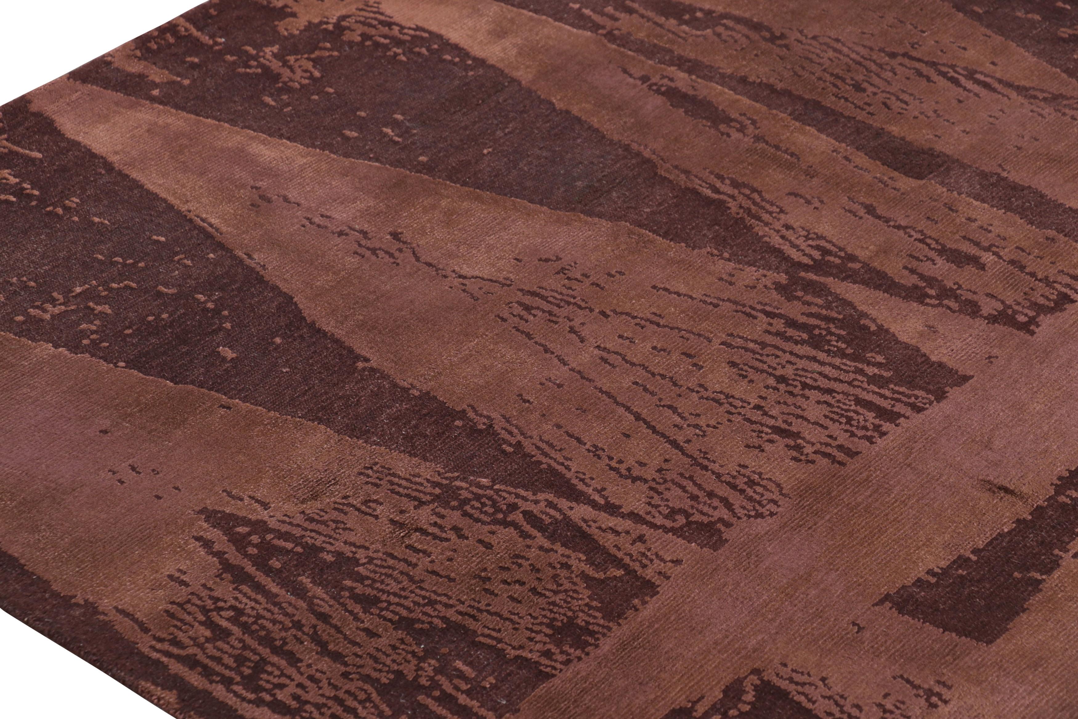Nepalese Rug & Kilim’s Modern Geometric Rug in Burgundy Tones “Diamonds Vintage” For Sale