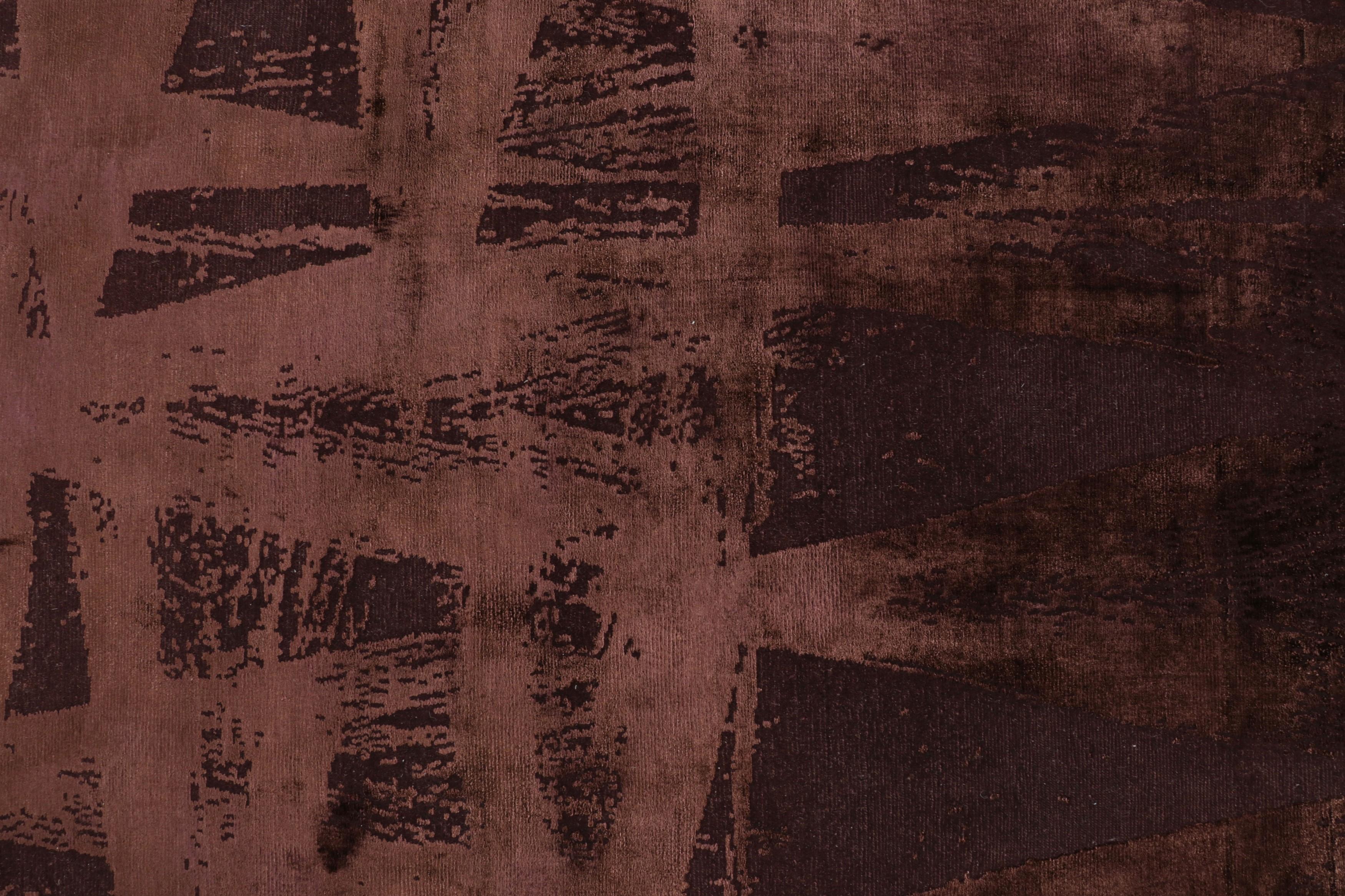 Contemporary Rug & Kilim’s Modern Geometric Rug in Burgundy Tones “Diamonds Vintage” For Sale
