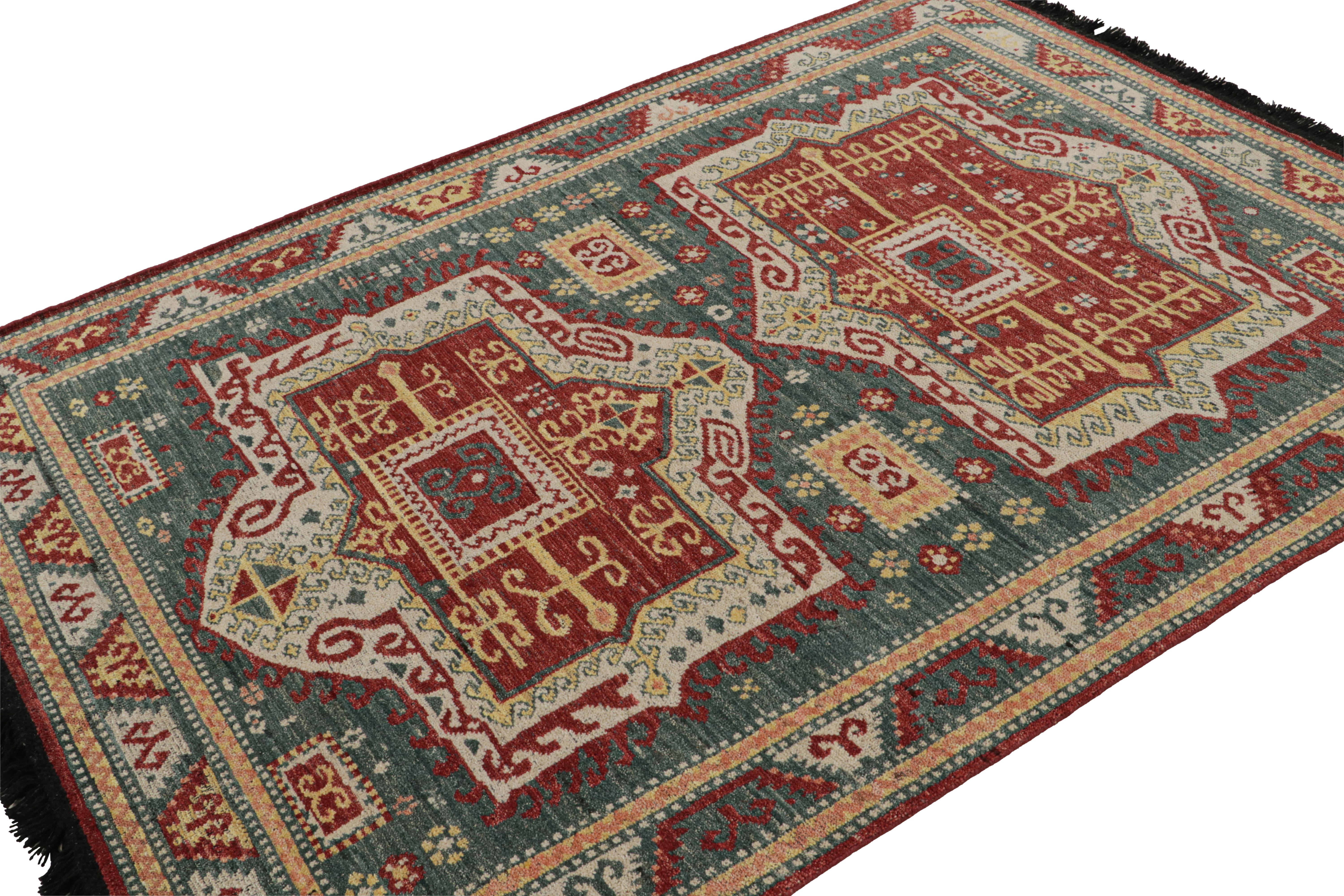 As inspired by antique Kazak rugs of rare designs, this 5x7 modern architectural rug from our Burano collection is hand knotted in Ghazni wool. 

On the Design: 

Hand-knotted in the softest quality wool, this 5x7 rug joins the classic styles of our