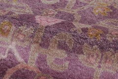 Rug & Kilim’s Modern Khotan Rug in Purple with Pink and Green Floral Patterns