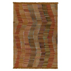 Rug & Kilim's Modern Kilim Geometric Orange Multi-Color Chevron Pattern