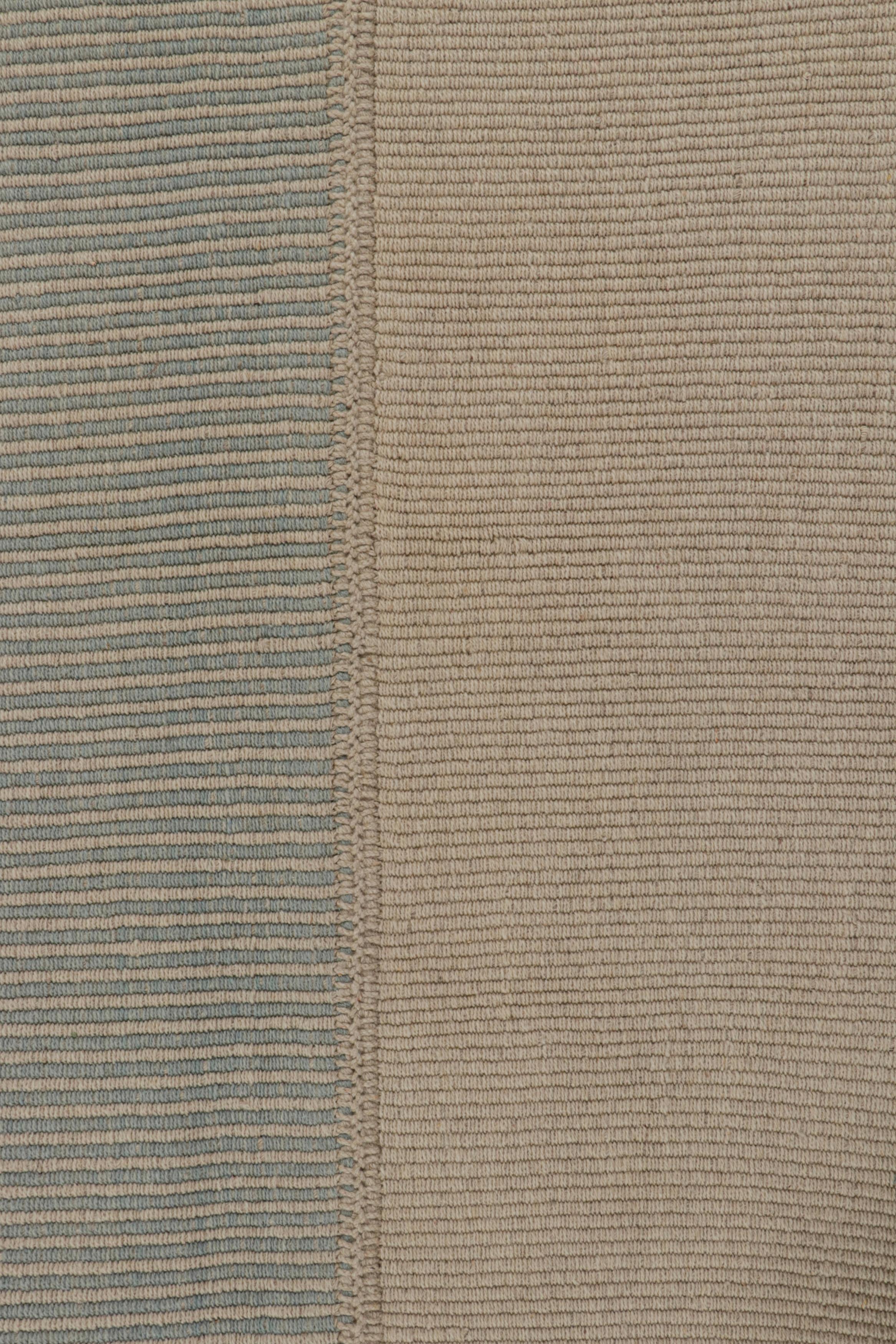 Contemporary Rug & Kilim’s Modern Kilim in Beige & Blue Stripes For Sale