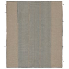 Rug & Kilim's Modern Kilim in Beige und Blauen Streifen