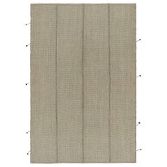 Rug & Kilim: Kilim moderno in beige-marrone con strisce e accenti in verde-grigio