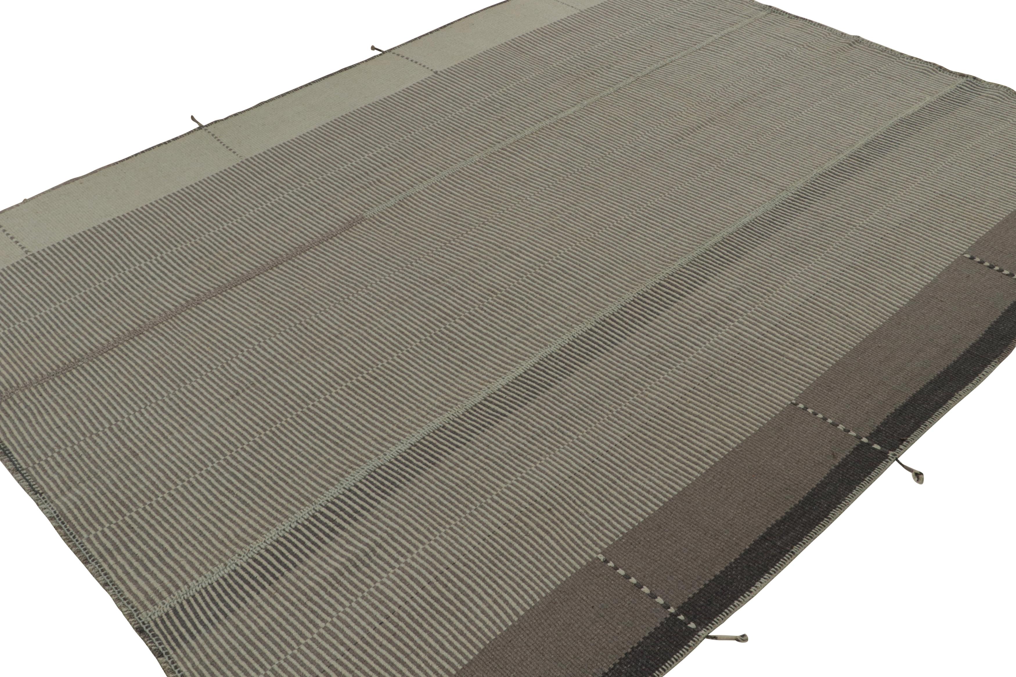 Tissé à la main en laine, un design Kilim 9x12 d'une nouvelle collection inventive de tissage plat contemporain de Rug & Kilim.

Sur le Design : 

Appelé affectueusement 