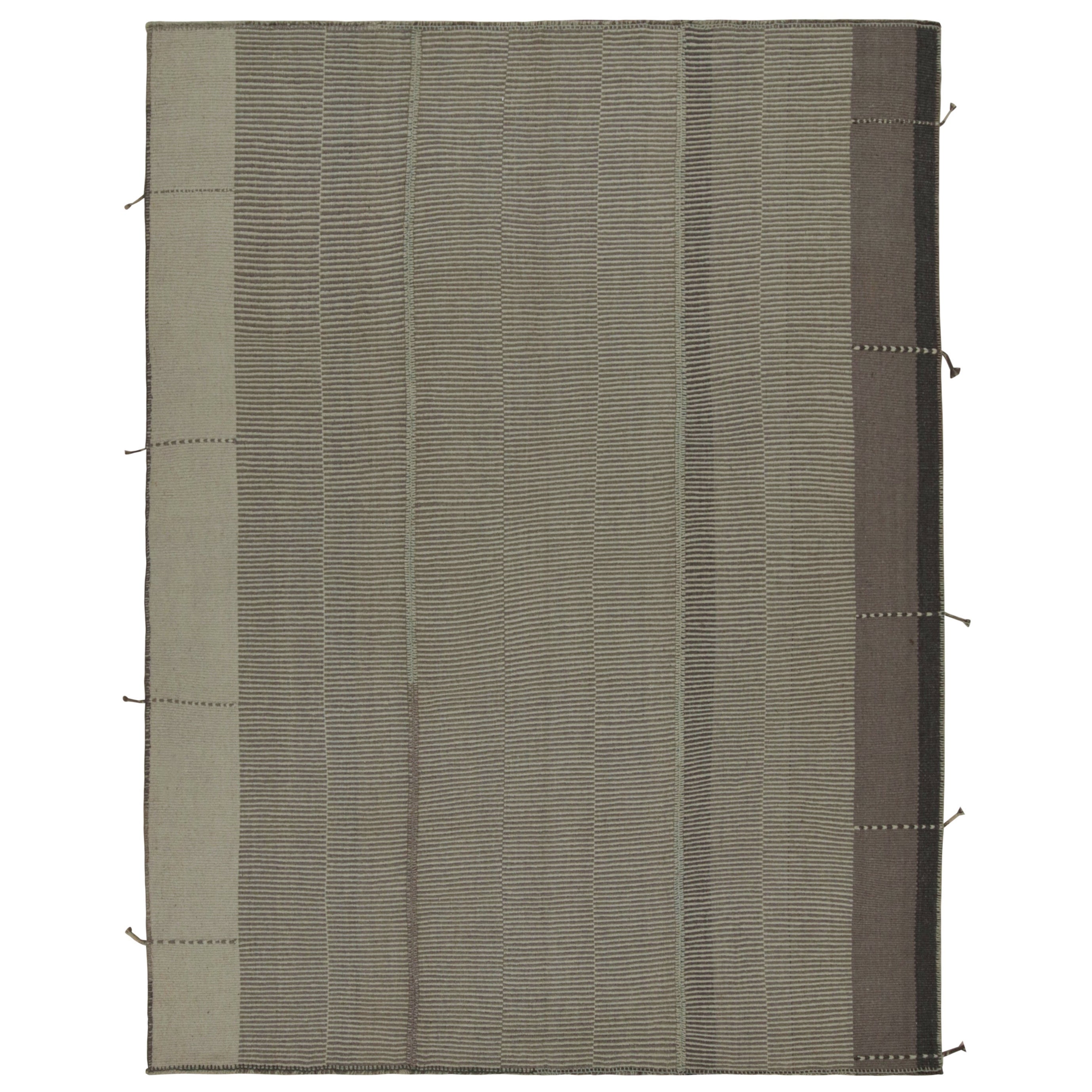 Rug & Kilim - Kilim moderno a strisce beige e grigie in vendita