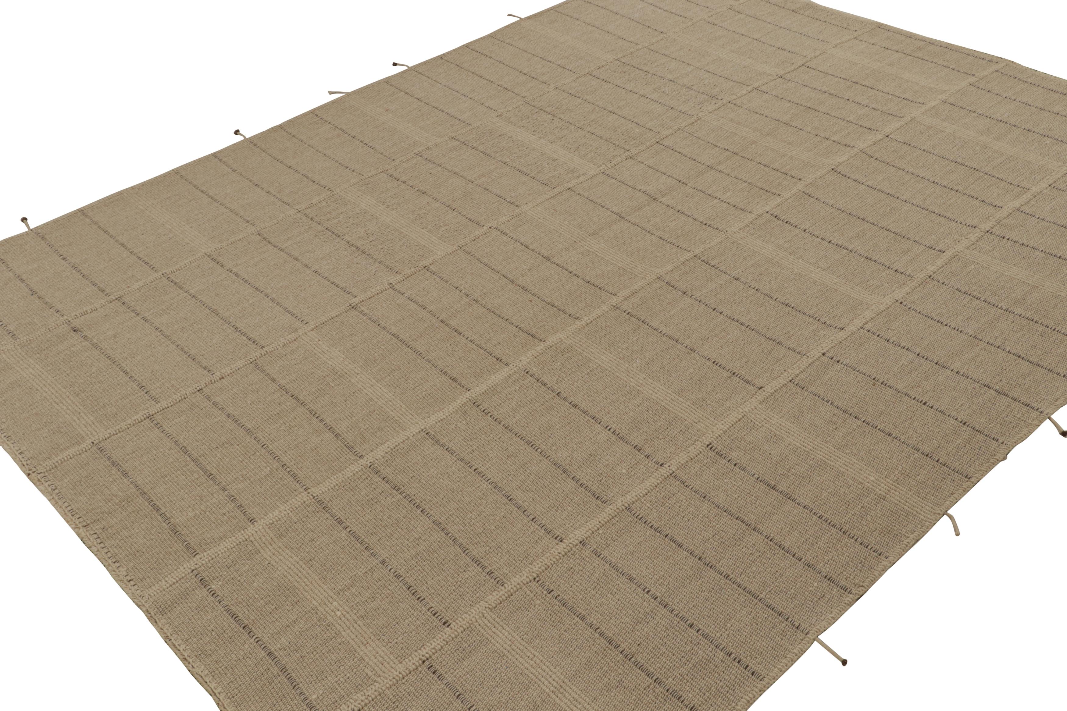 Handgewebte Wolle, ein 9x12-Kilim-Design aus einer originellen neuen zeitgenössischen Flachgewebe-Kollektion von Rug & Kilim.

Über das Design: 

Diese liebevoll Rez Kilims