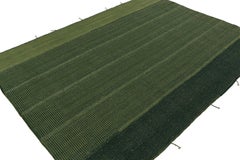 Rug & Kilim’s Modern Kilim in Green stripes with Forest & Chartreuse accents