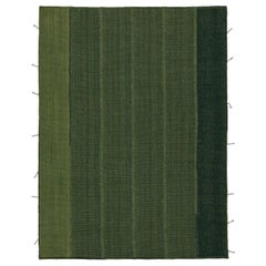 Rug & Kilim’s Modern Kilim in Green stripes with Forest & Chartreuse accents
