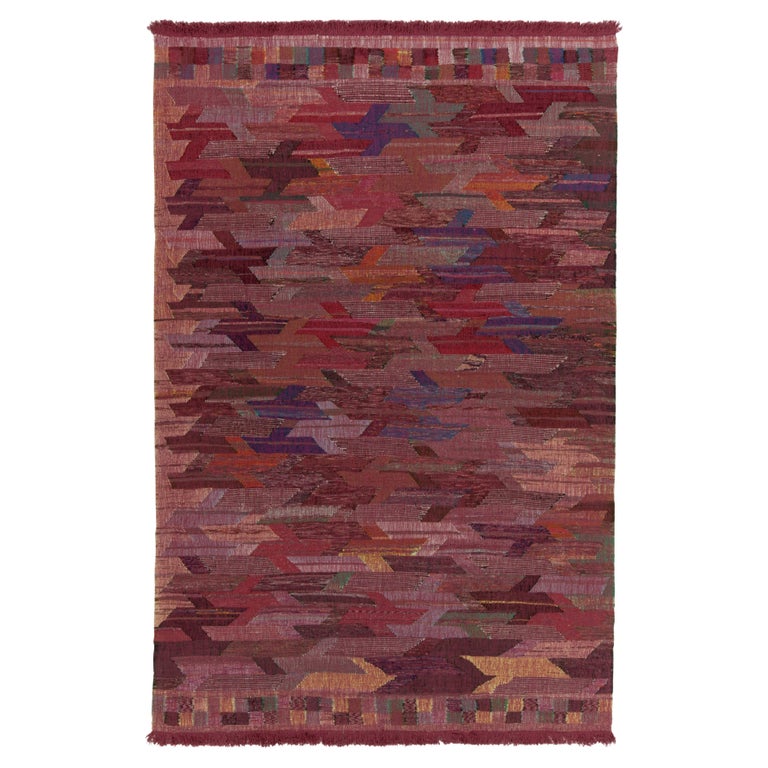 Rug and Kilim’s Modern Kilim in Red with All over Polychrome Geometric ...