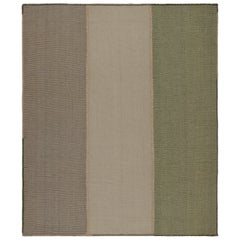 Rug & Kilim’s Modern Kilim Rug in Beige-Brown & Green Textural Stripes