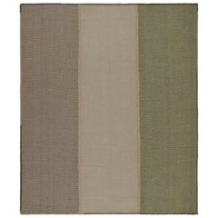 Alfombra moderna Rug
Kilim de rayas texturadas beige-marrón y verde