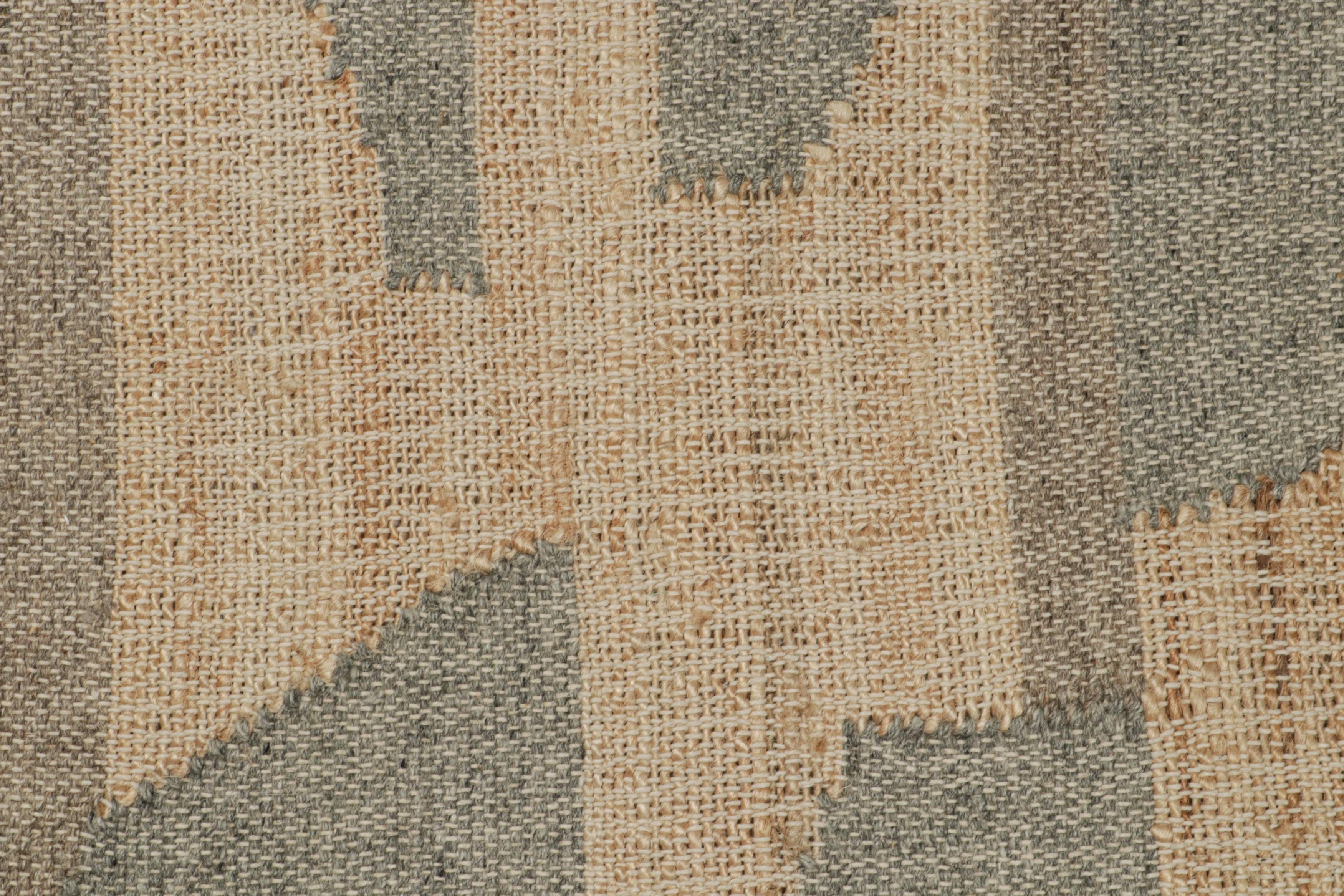 Contemporary Rug & Kilim’s Modern Kilim rug in Beige-Brown & Grey Patterns For Sale
