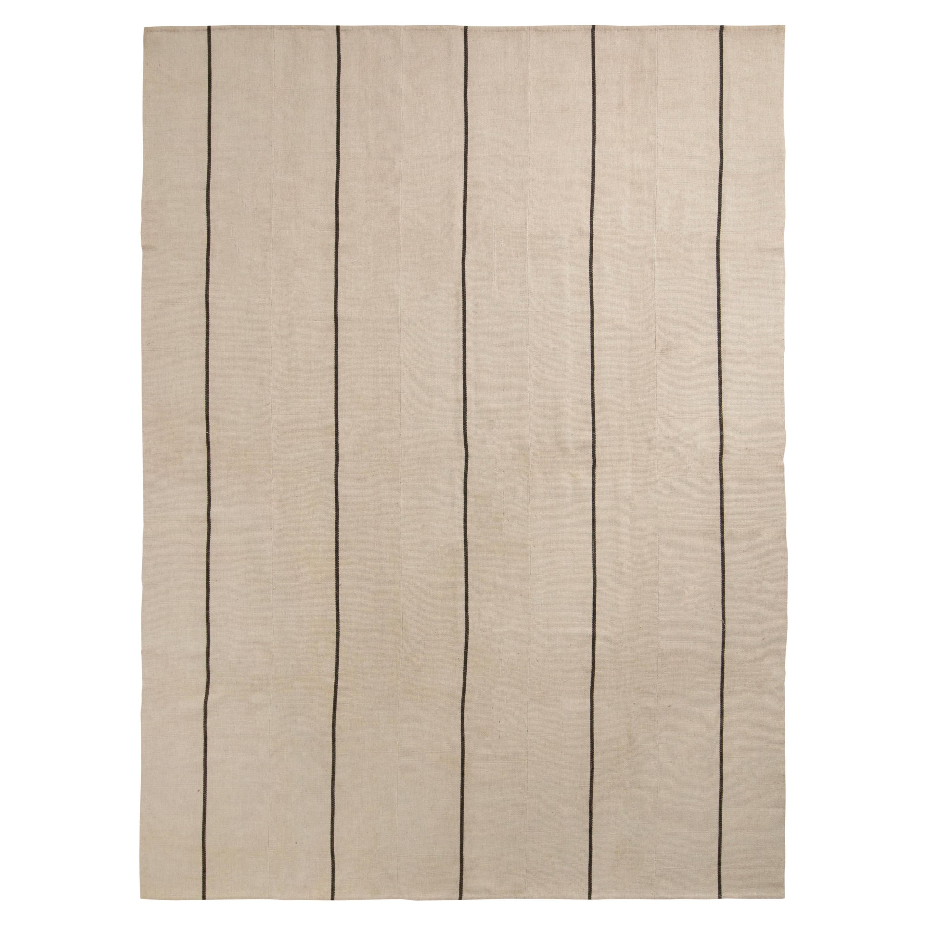 Rug & Kilim’s Modern Kilim Rug in Beige-Brown Stripe Pattern