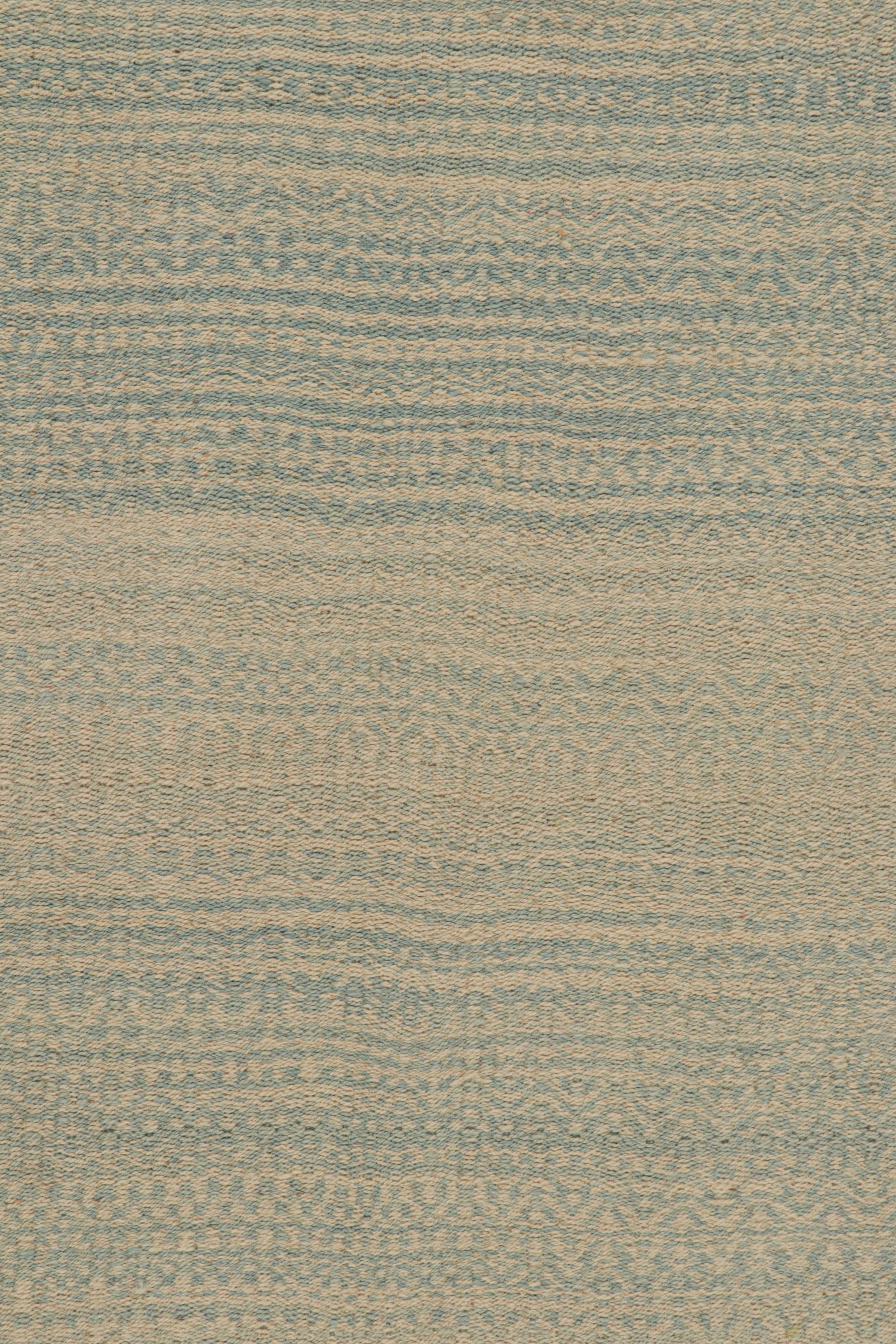 Tappeto moderno Rug & Kilim a righe e striature blu e beige In condizioni Nuovo in vendita a Long Island City, NY