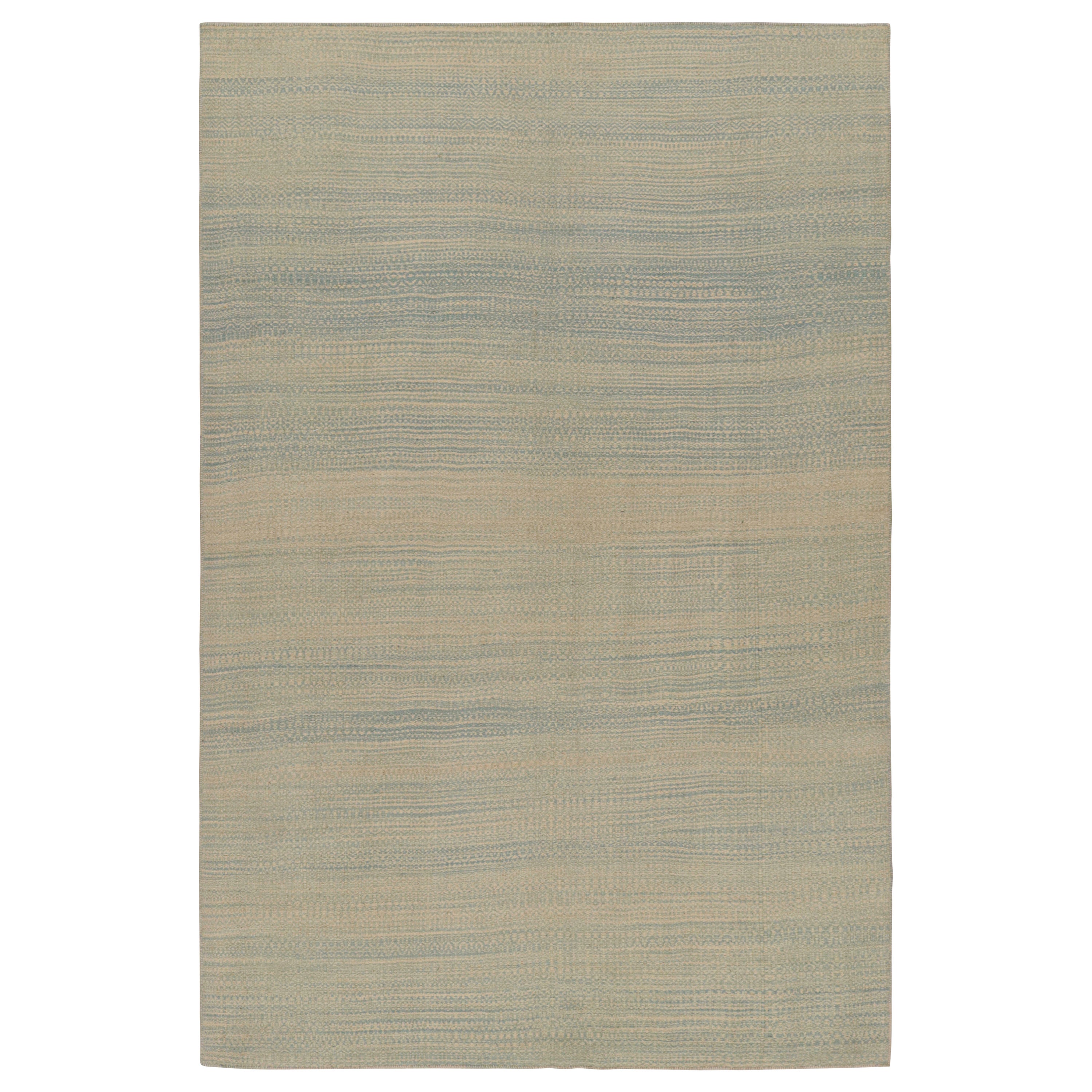 Tappeto moderno Rug & Kilim a righe e striature blu e beige
