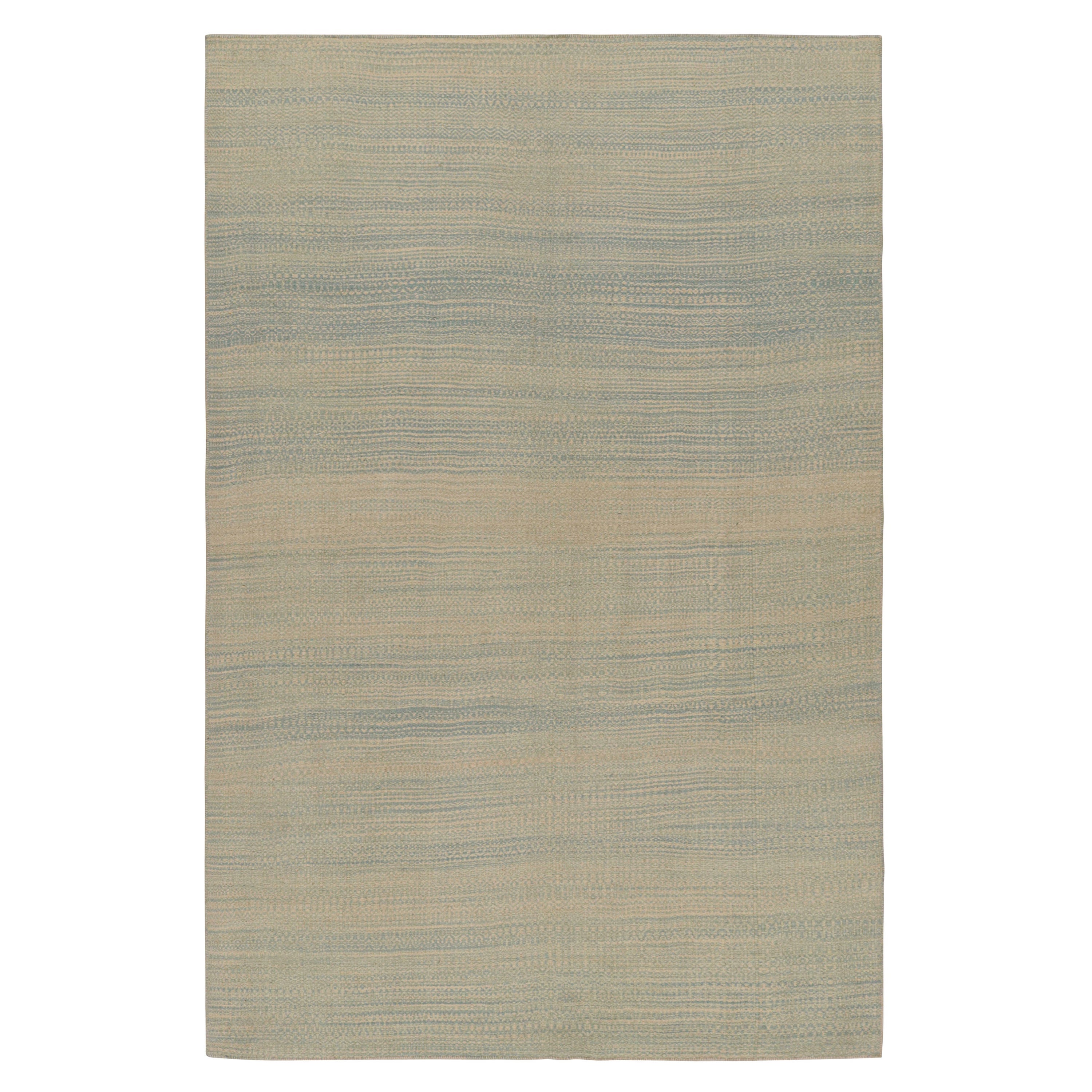 Tappeto moderno Rug & Kilim a righe e striature blu e beige