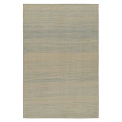 Tappeto moderno Rug & Kilim a righe e striature blu e beige